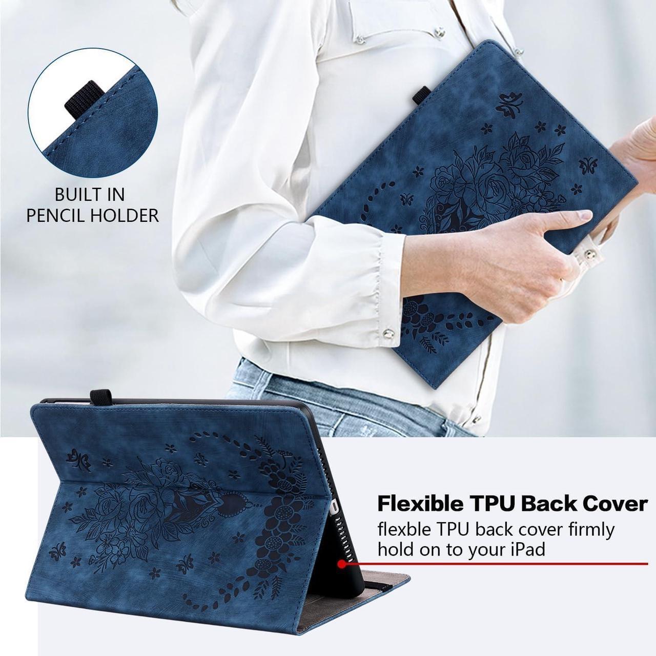 Alt view image 5 of 5 - KEFBWAO Case for All-New Fire 7 Tablet (12th Generation, 2022 Release), Multi-Angle Flip PU Leather Cover with Stylus Holder for Fire 7 Tablet Case, Blue