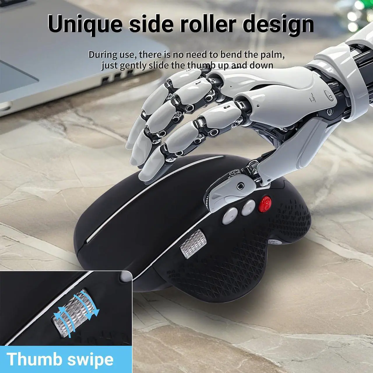 Alt view image 4 of 5 - KUYHRF Wireless Ergonomic Vertical Mouse, 10M Range, 5 Buttons, 2.4G Optical, Wrist Pain Relief