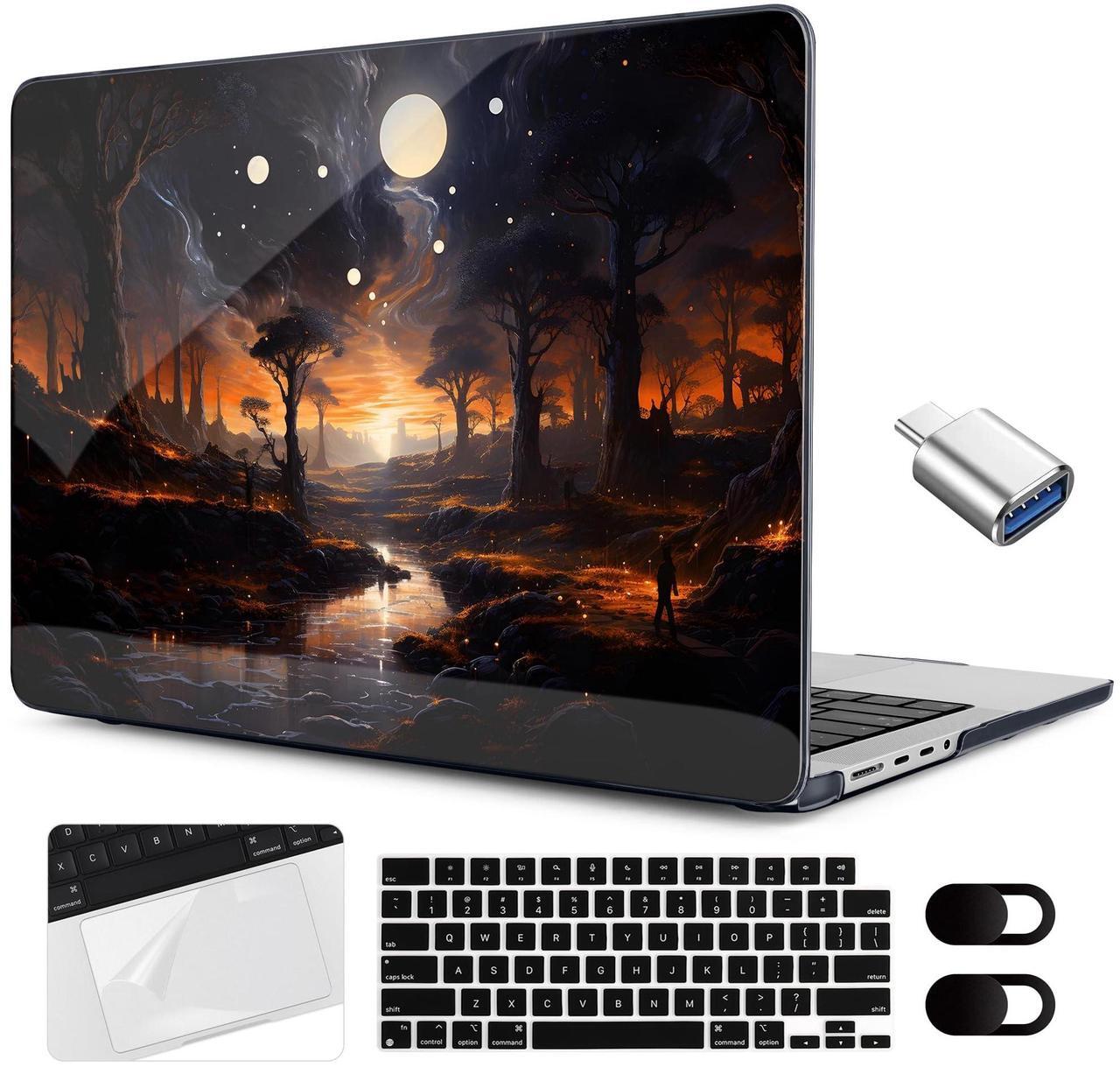 Main image of MEEgoodo for M4 MacBook Pro 14 inch Case 2024 2023 2021, Laptop Hard Shell Cases Fit Model A3112/A3401/A3185/A2918/A2992/A2779/A2442 for M3 M2 M1 Pro/Max,Fantasy Night Landscape