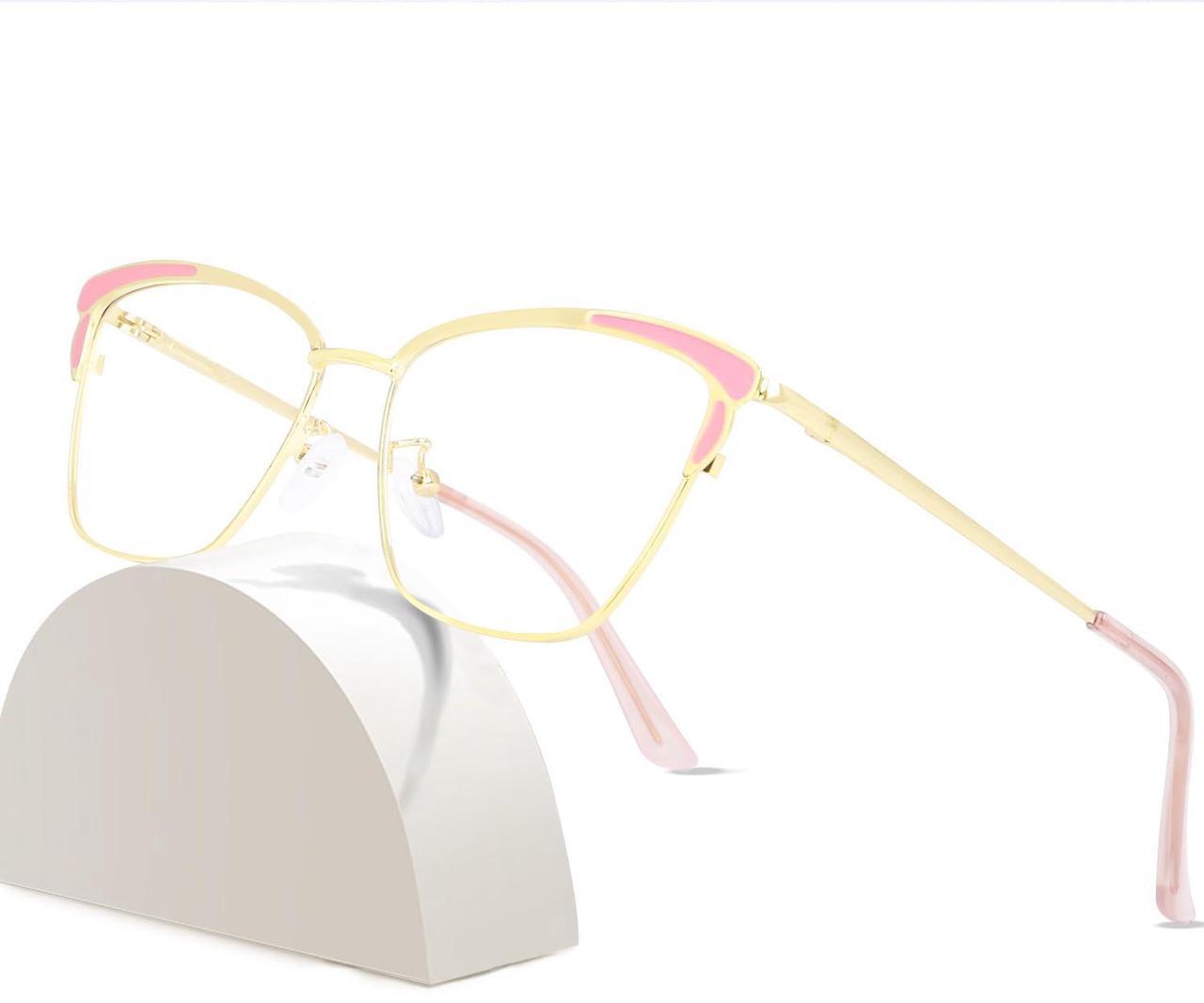 Alt view image 2 of 5 - ROWCHIC Classic Cat Eye Style Blue Light Blocking Glasses, Pink Gold+Leopard Print Gold