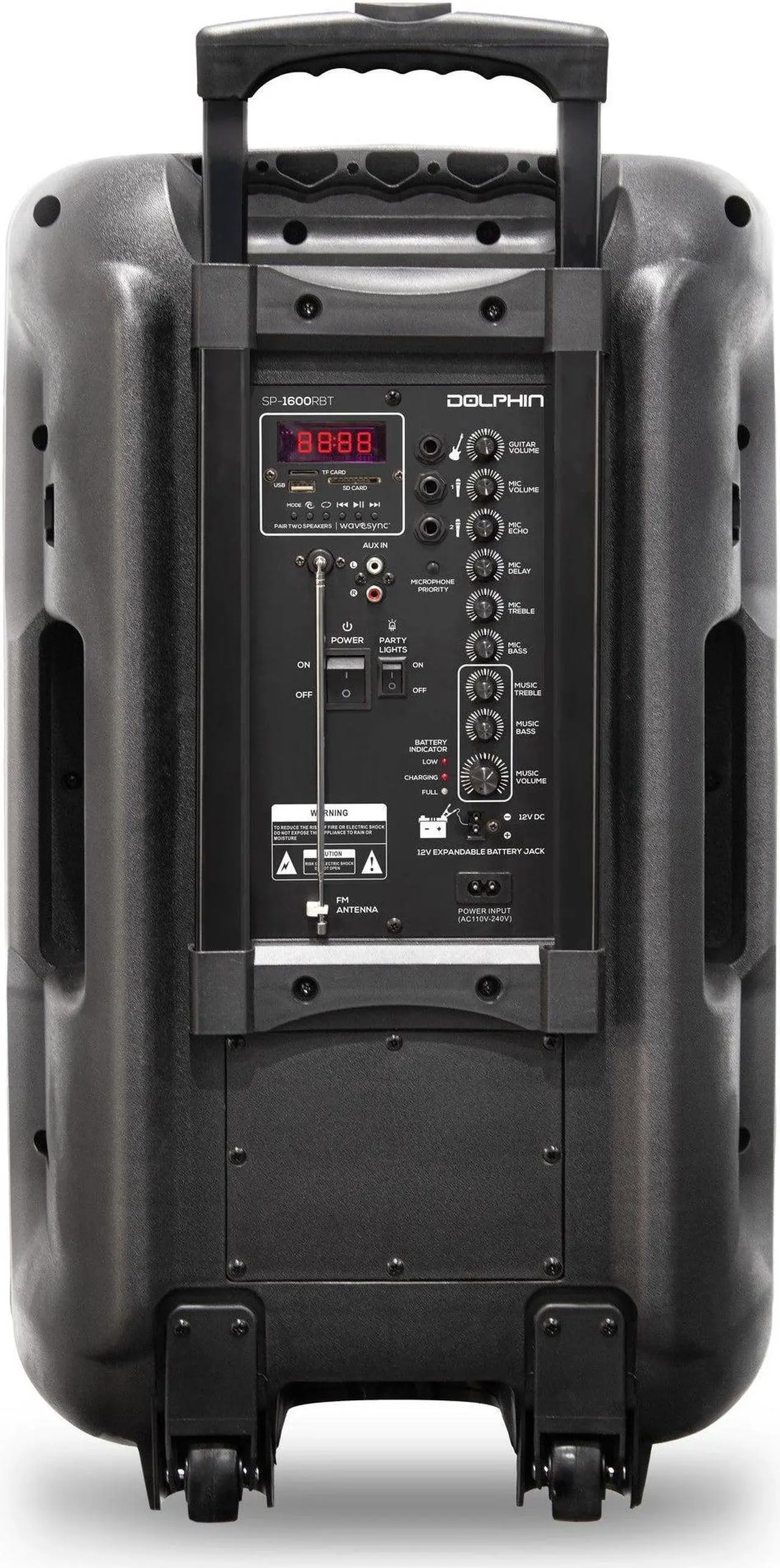 Alt view image 2 of 8 - Dolphin SP-1600RBT Party Speaker | 15" 3600W Loud Sound System w/LED Lights, Includes Microphone & Remote Control