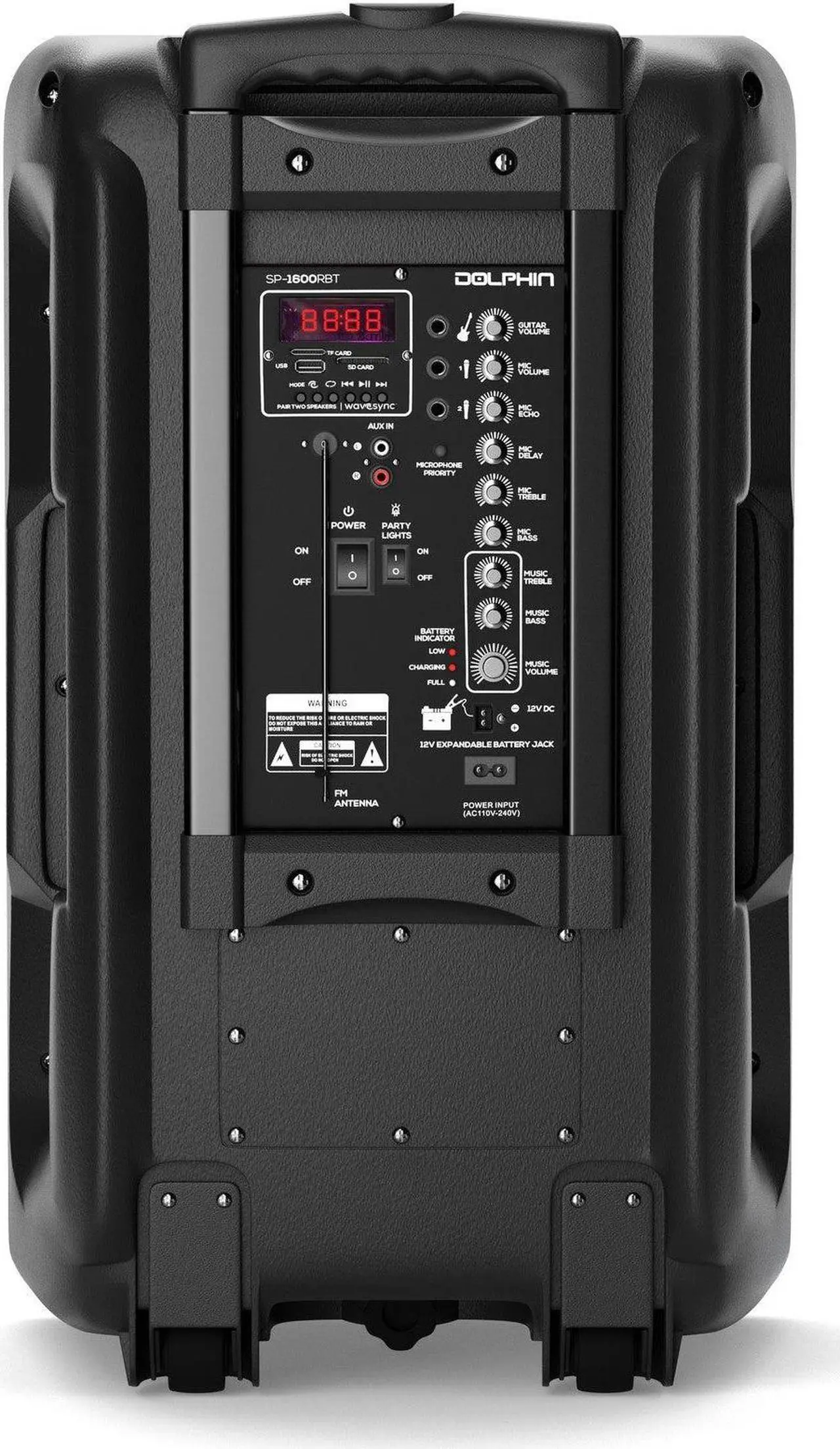 Alt view image 5 of 8 - Dolphin SP-1600RBT Party Speaker | 15" 3600W Loud Sound System w/LED Lights, Includes Microphone & Remote Control