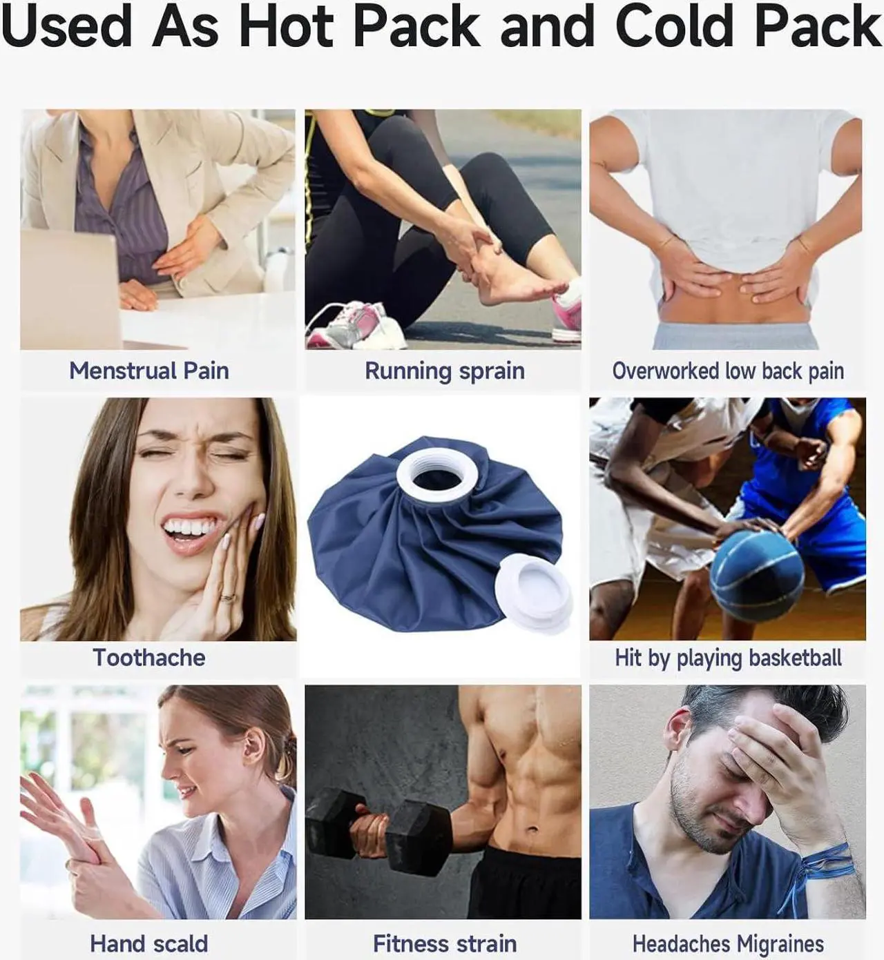 Alt view image 5 of 7 - Ice Pack for Injuries Reusable, Ice Bags Hot Water Bag for Hot & Cold Therapy and Pain Relief with Cover, No-Leak Elastic Breathable Ice Bag, Size 9"