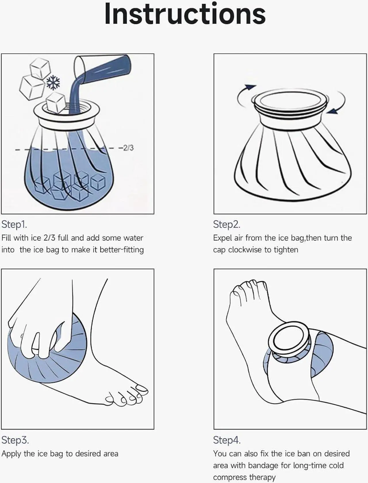 Alt view image 4 of 7 - Ice Pack for Injuries Reusable, Ice Bags Hot Water Bag for Hot & Cold Therapy and Pain Relief with Cover, No-Leak Elastic Breathable Ice Bag, Size 9"
