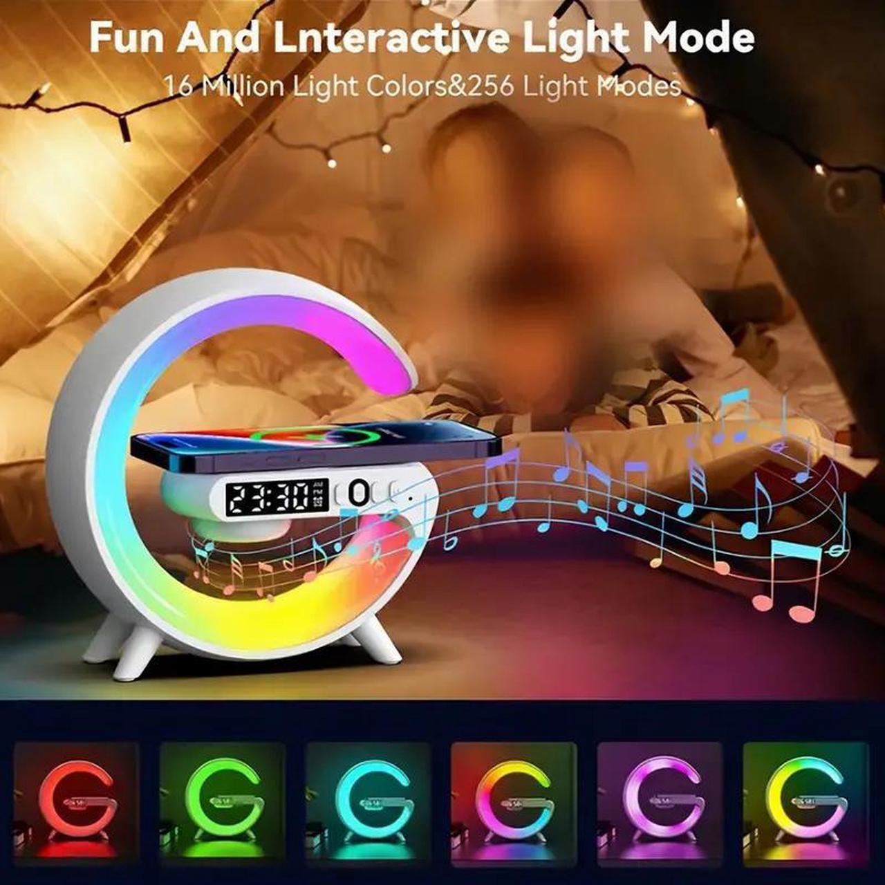 Alt view image 3 of 6 - Kouzone Portable Wireless Speaker with Display: 5.2 Surround Sound, USB-C, Night Light, Rechargeable, Ideal for Music Players & Bedroom Ambiance White