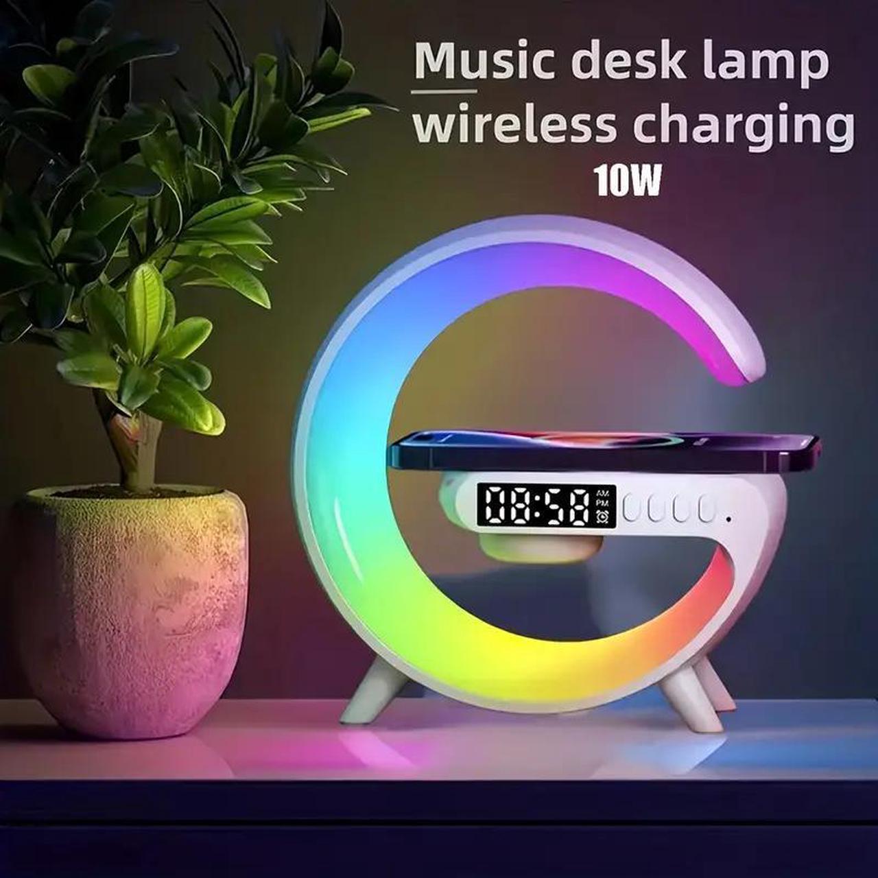 Alt view image 4 of 6 - Kouzone Portable Wireless Speaker with Display: 5.2 Surround Sound, USB-C, Night Light, Rechargeable, Ideal for Music Players & Bedroom Ambiance White