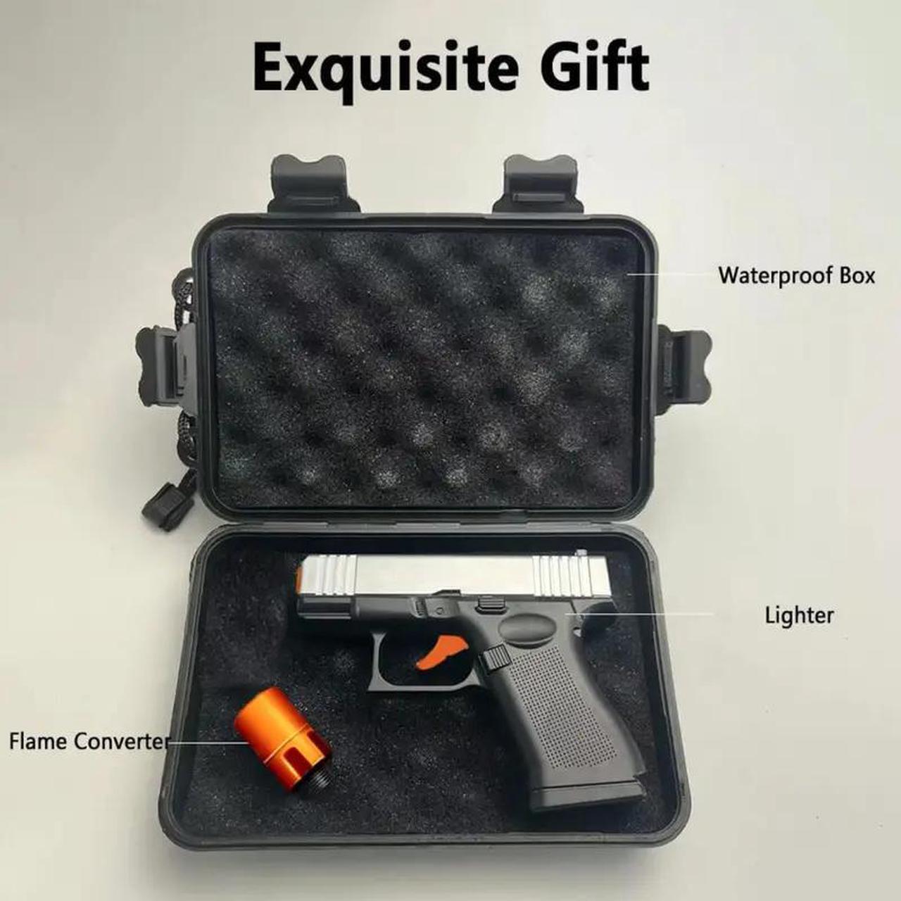 Alt view image 3 of 7 - Unique Multi-function Windproof Torch Gun Lighters With 2 Flame Modes - Refillable, Adjustable Jet Flame Unique Butane Flame Gun Lighter For Outdoor Gift Box Included Butane Gas Not Included
