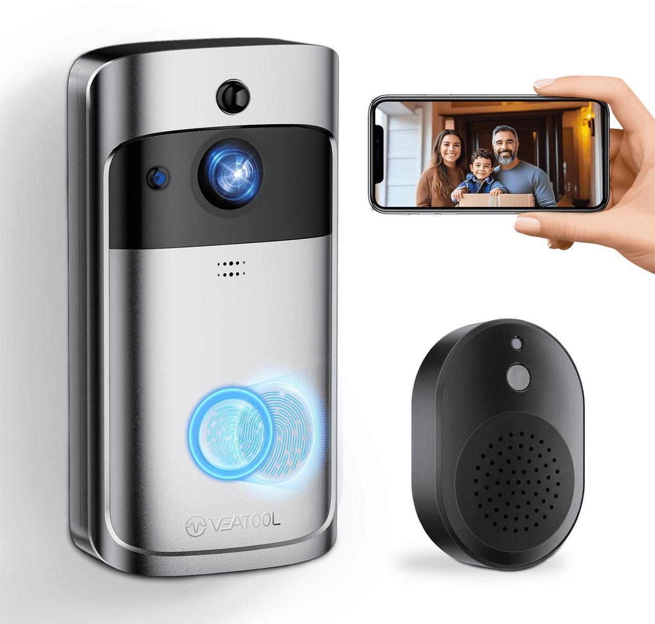 Main image of VEAT00L Doorbell Camera Wireless , 1080P Video Doorbell with Chime, Front Door Camera, 2-way Audio, Instant Alert,PIR Motion Detection,Night Vision,Battery-Powered Smart Doorbell