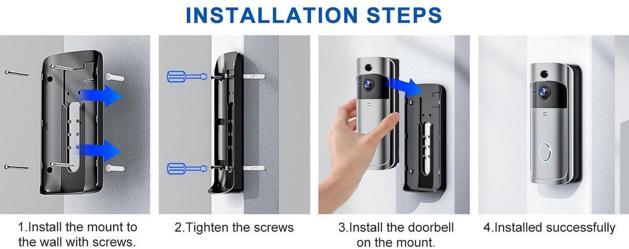 Alt view image 4 of 7 - VEAT00L Doorbell Camera Wireless , 1080P Video Doorbell with Chime, Front Door Camera, 2-way Audio, Instant Alert,PIR Motion Detection,Night Vision,Battery-Powered Smart Doorbell