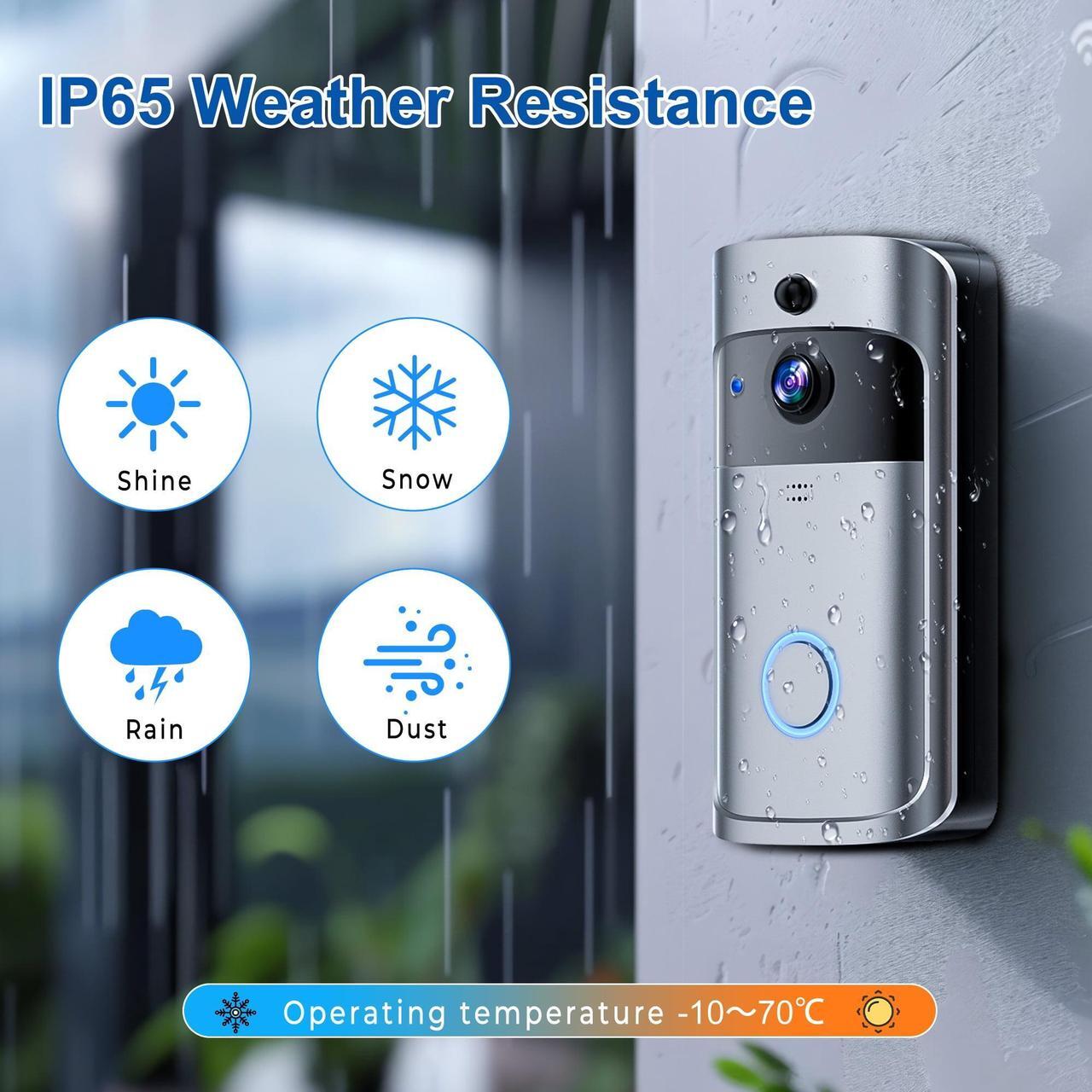 Alt view image 7 of 7 - VEAT00L Doorbell Camera Wireless , 1080P Video Doorbell with Chime, Front Door Camera, 2-way Audio, Instant Alert,PIR Motion Detection,Night Vision,Battery-Powered Smart Doorbell