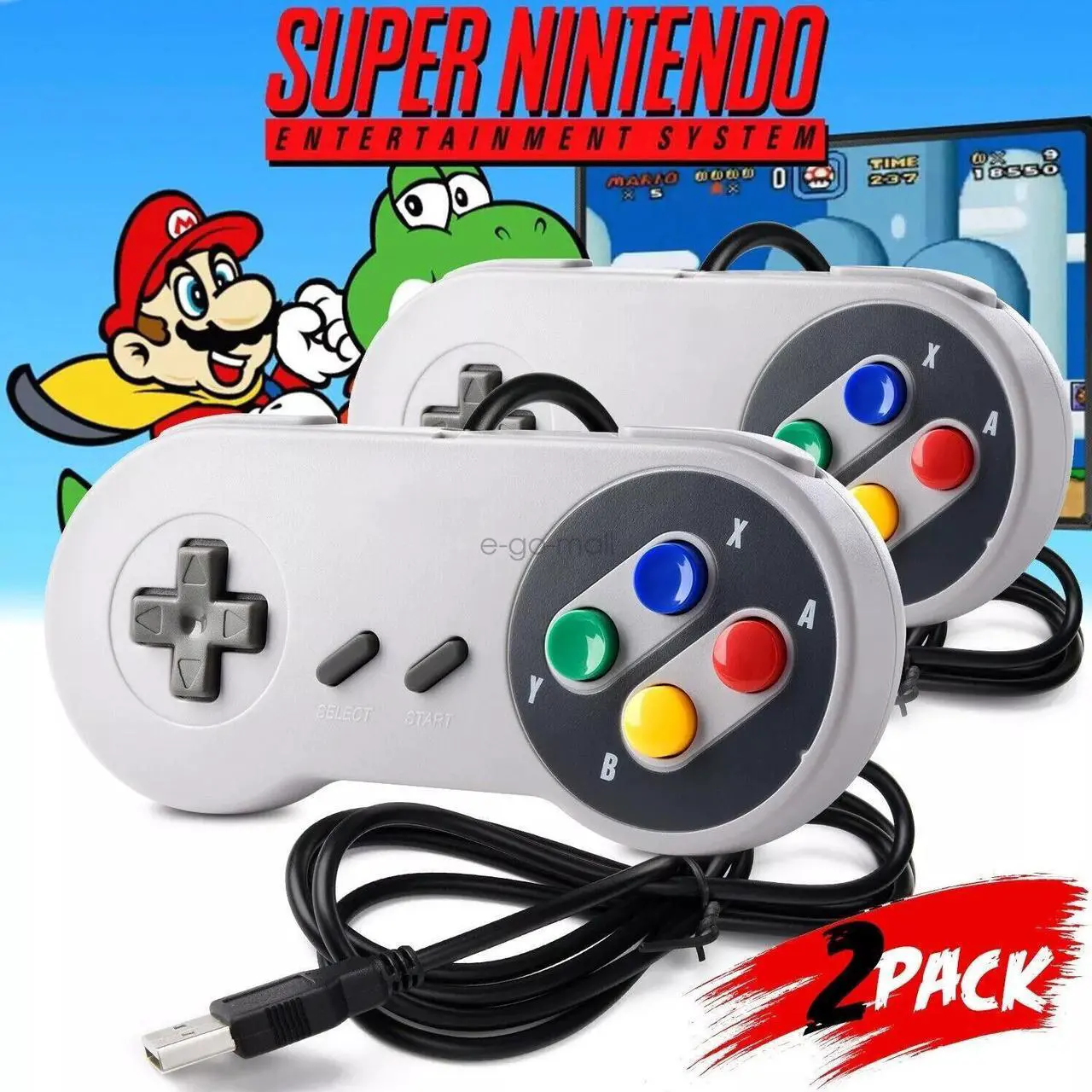 Alt view image 6 of 7 - 2 Pack Retro Super Nintendo SNES USB Controller for Windows PC Mac Raspberry Pi