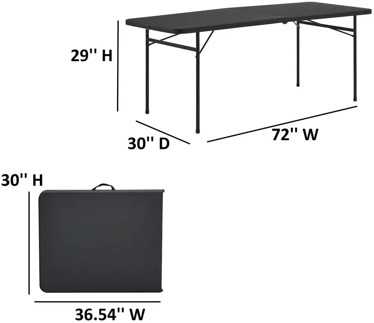 Alt view image 6 of 7 - Mainstays 6 Foot Bi-Fold Plastic Folding Table, Black