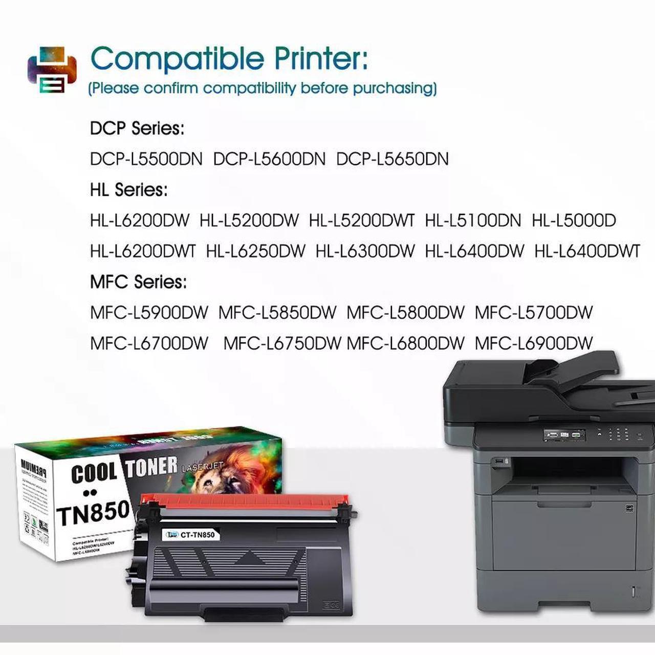 Alt view image 2 of 5 - 1 PACK TN850 Toner Compatible With Brother Hl-L6200dw Mfc-L5800dw Mfc-L5850dw