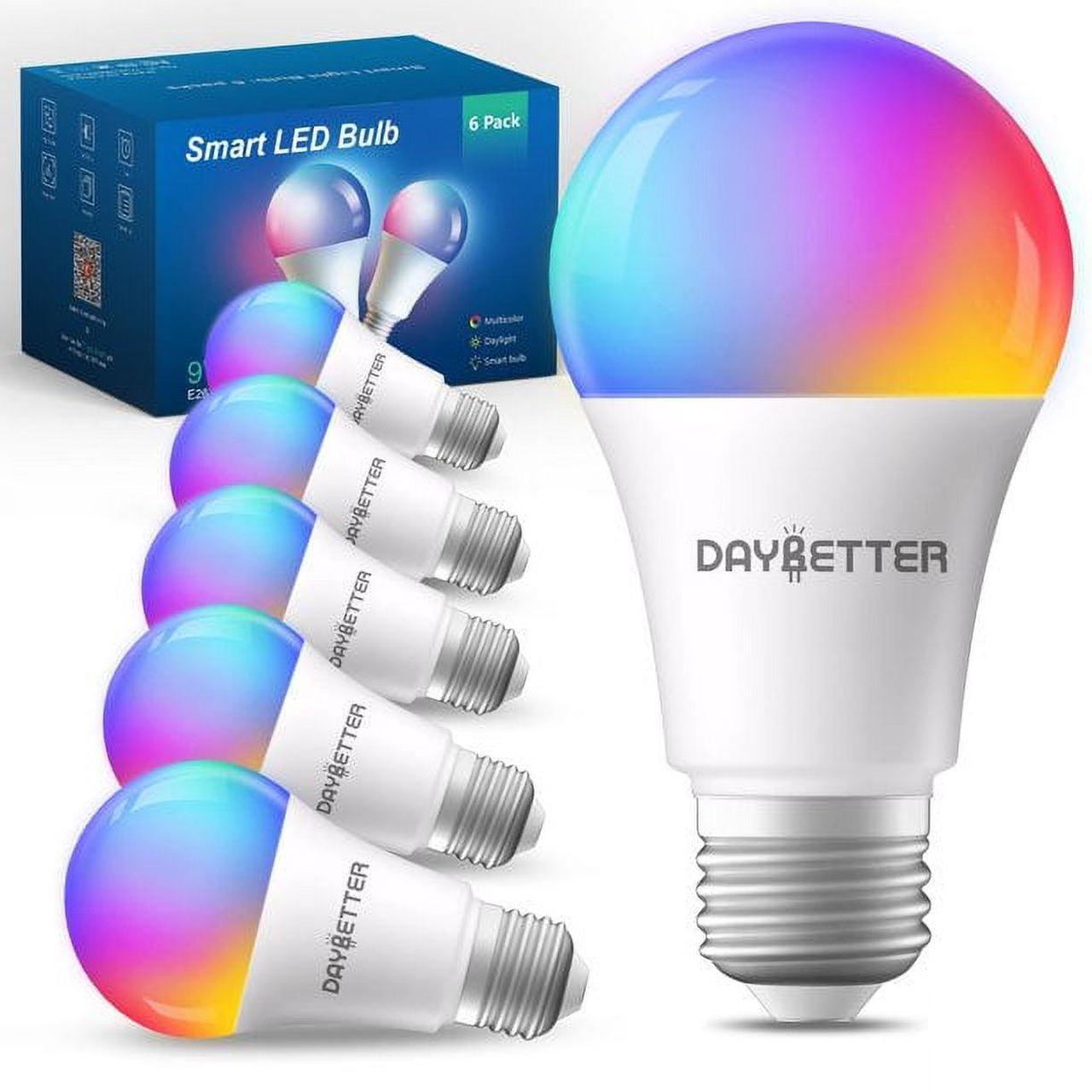 Main image of Bulbs RGBCW Wi-Fi Color Changing Led Bulbs Compatible with Alexa &amp; Google Home Assistant A19 E26 9W 800LM Multicolor Led Light Bulb No Hub Required Light Bulbs 6