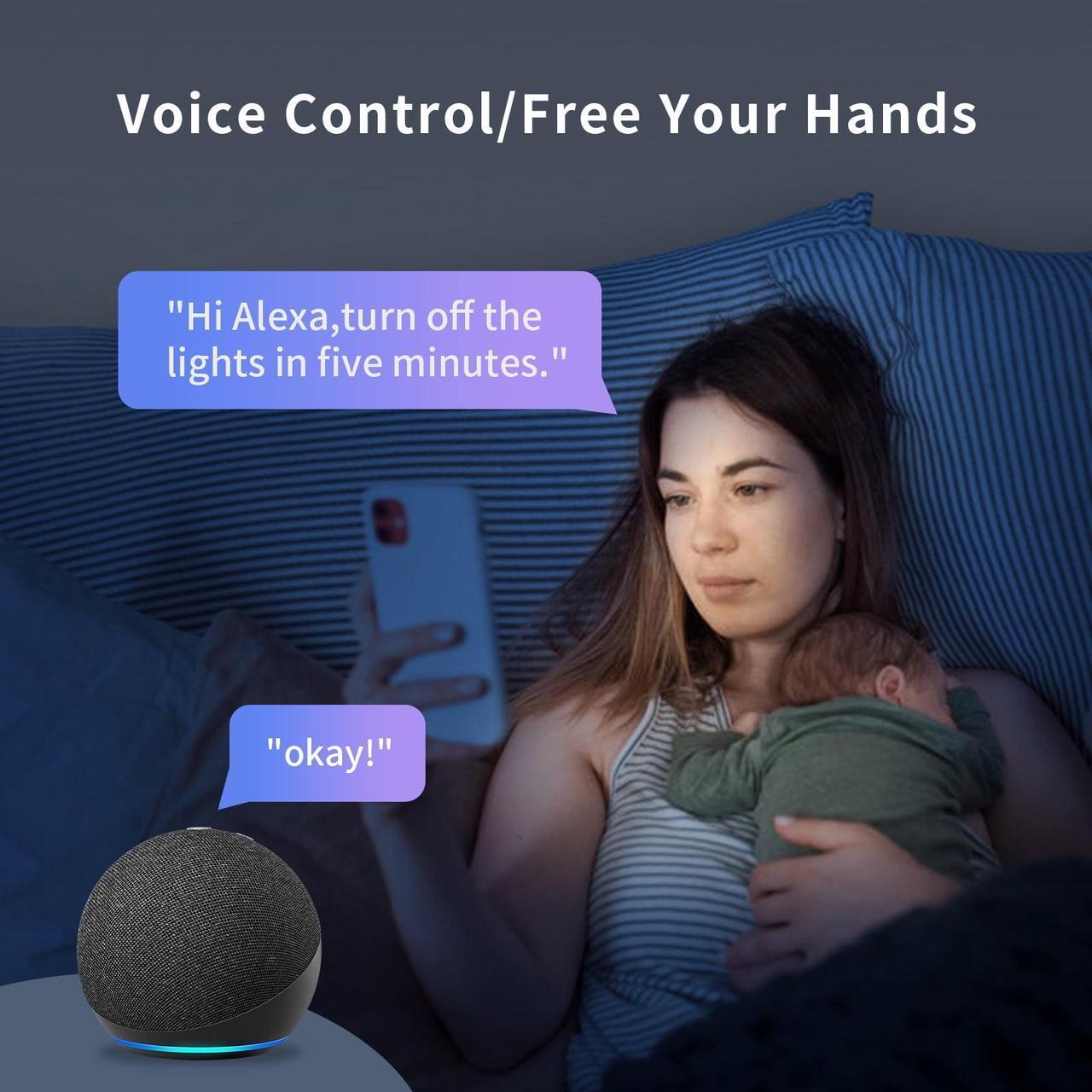 Alt view image 3 of 7 - Bulbs RGBCW Wi-Fi Color Changing Led Bulbs Compatible with Alexa &amp; Google Home Assistant A19 E26 9W 800LM Multicolor Led Light Bulb No Hub Required Light Bulbs 6
