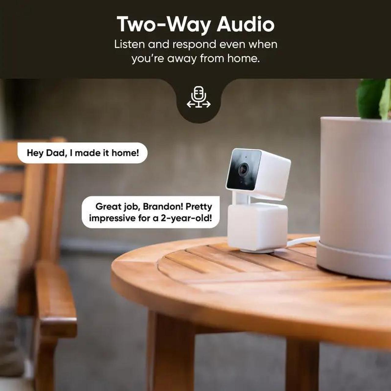 Alt view image 2 of 5 - WYZE Cam Pan v3 Indoor/Outdoor 1080p Pan/Tilt/Zoom Wi-Fi Smart Home Security Camera with Motion Tracking for Baby & Pet, Color Night Vision, 2-Way Audio, Works with Alexa & Google Assistant, white