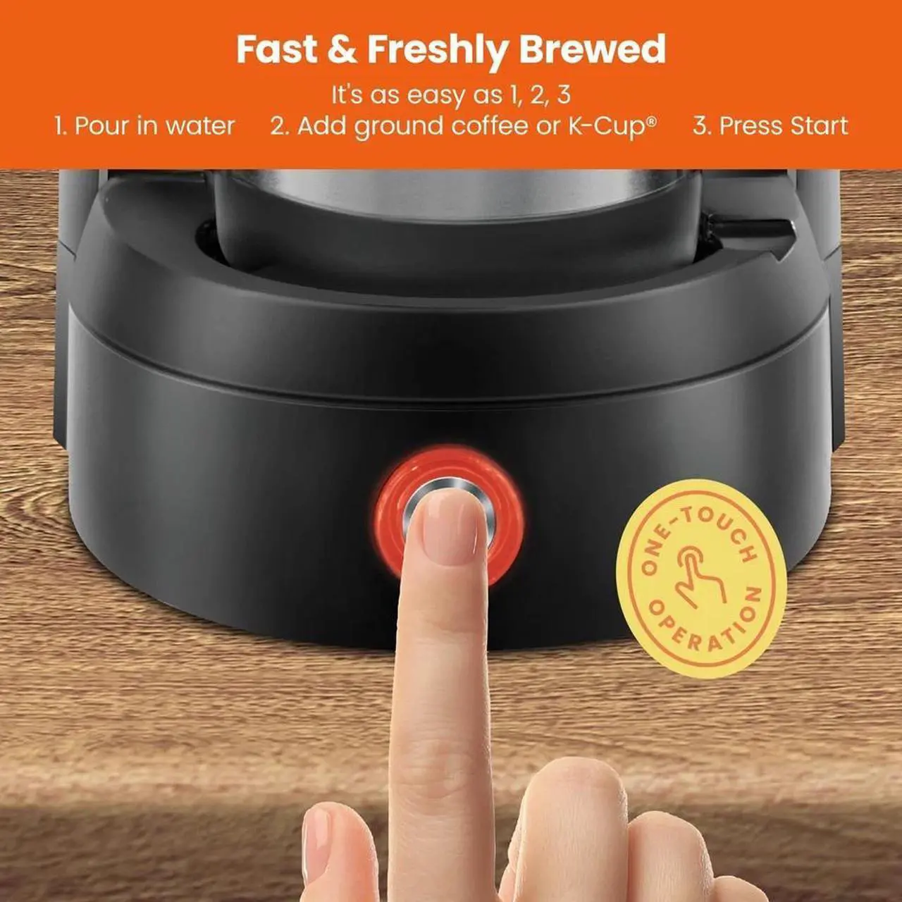Alt view image 6 of 7 - Chefman Single Serve Coffee Maker: K-Cup & Ground Compatible, Single Cup 6-12 oz