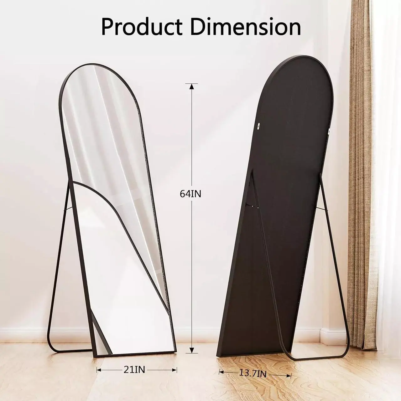 Alt view image 5 of 6 - Full-length Mirror Floor Mirror Large Wall Bedroom Mirror Stand Alloy Thin Frame