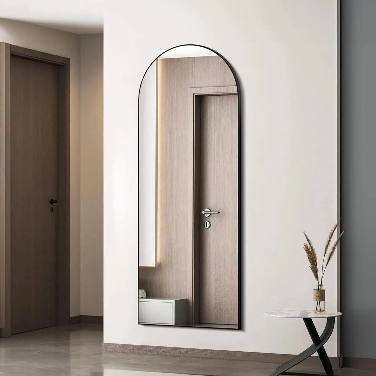 Alt view image 3 of 6 - Full-length Mirror Floor Mirror Large Wall Bedroom Mirror Stand Alloy Thin Frame