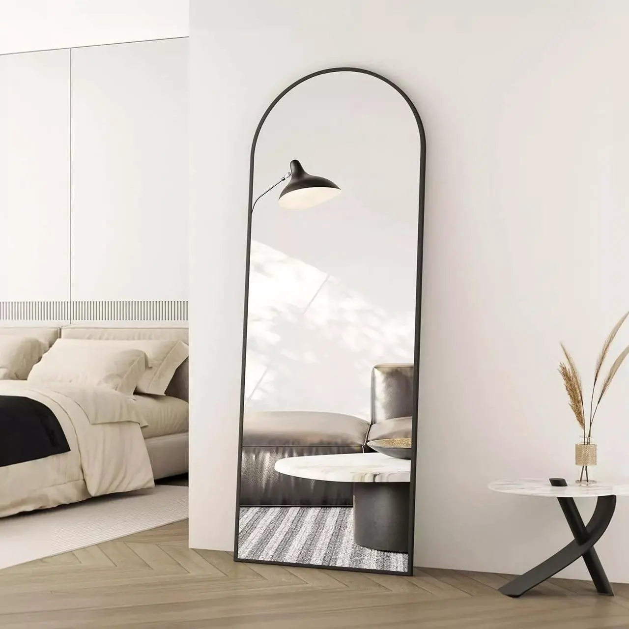 Alt view image 6 of 6 - Full-length Mirror Floor Mirror Large Wall Bedroom Mirror Stand Alloy Thin Frame