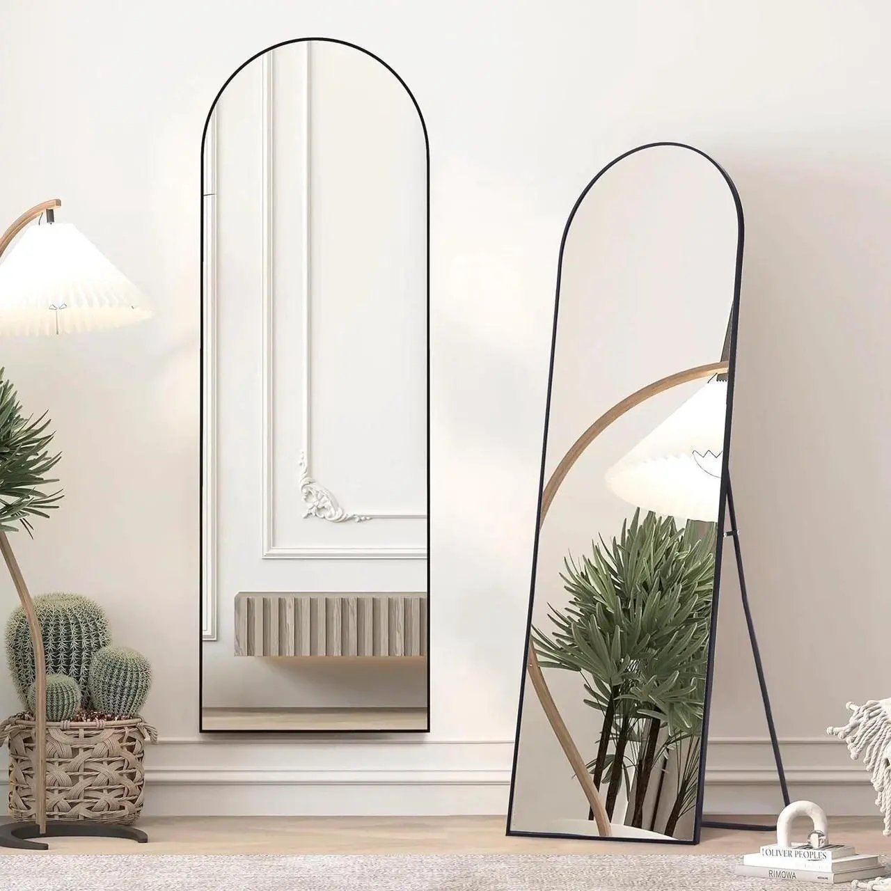 Main image of Full-length Mirror Floor Mirror Large Wall Bedroom Mirror Stand Alloy Thin Frame