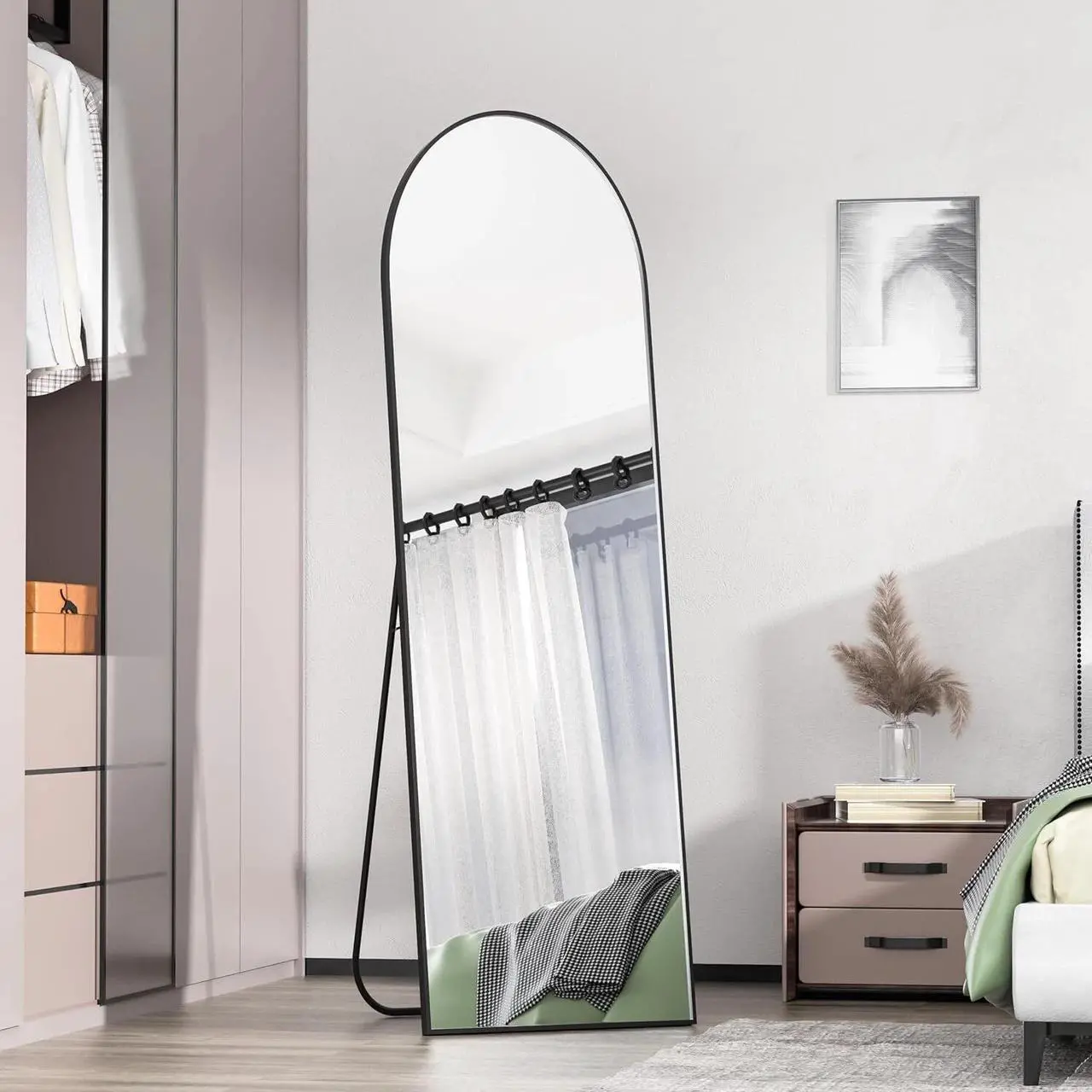 Alt view image 2 of 6 - Full-length Mirror Floor Mirror Large Wall Bedroom Mirror Stand Alloy Thin Frame