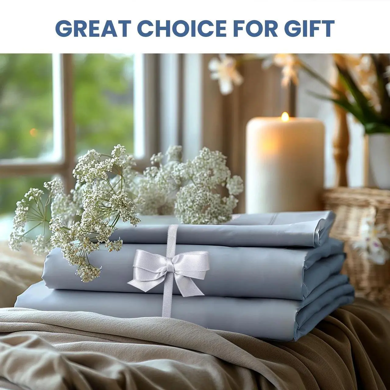 Alt view image 6 of 6 - Deep Pocket Queen Size 4 Piece Sheet Set Easy Care Cooling Bedding Sheets Blue