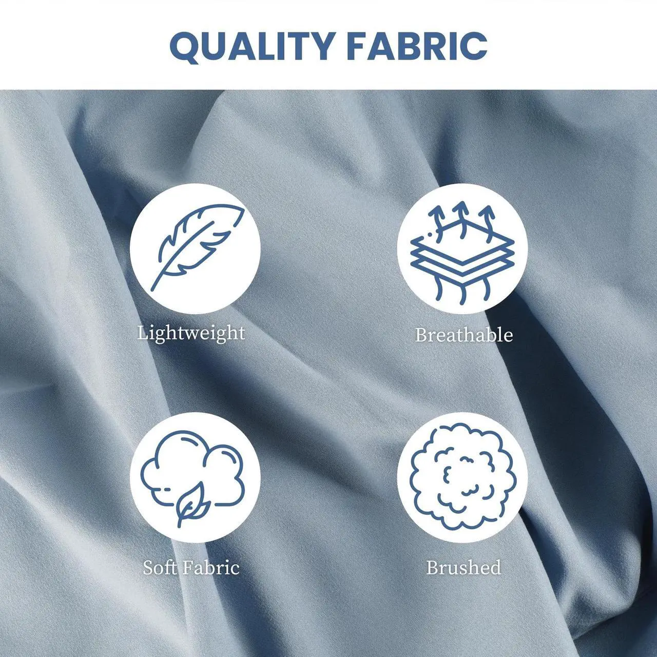 Alt view image 4 of 6 - Deep Pocket Queen Size 4 Piece Sheet Set Easy Care Cooling Bedding Sheets Blue
