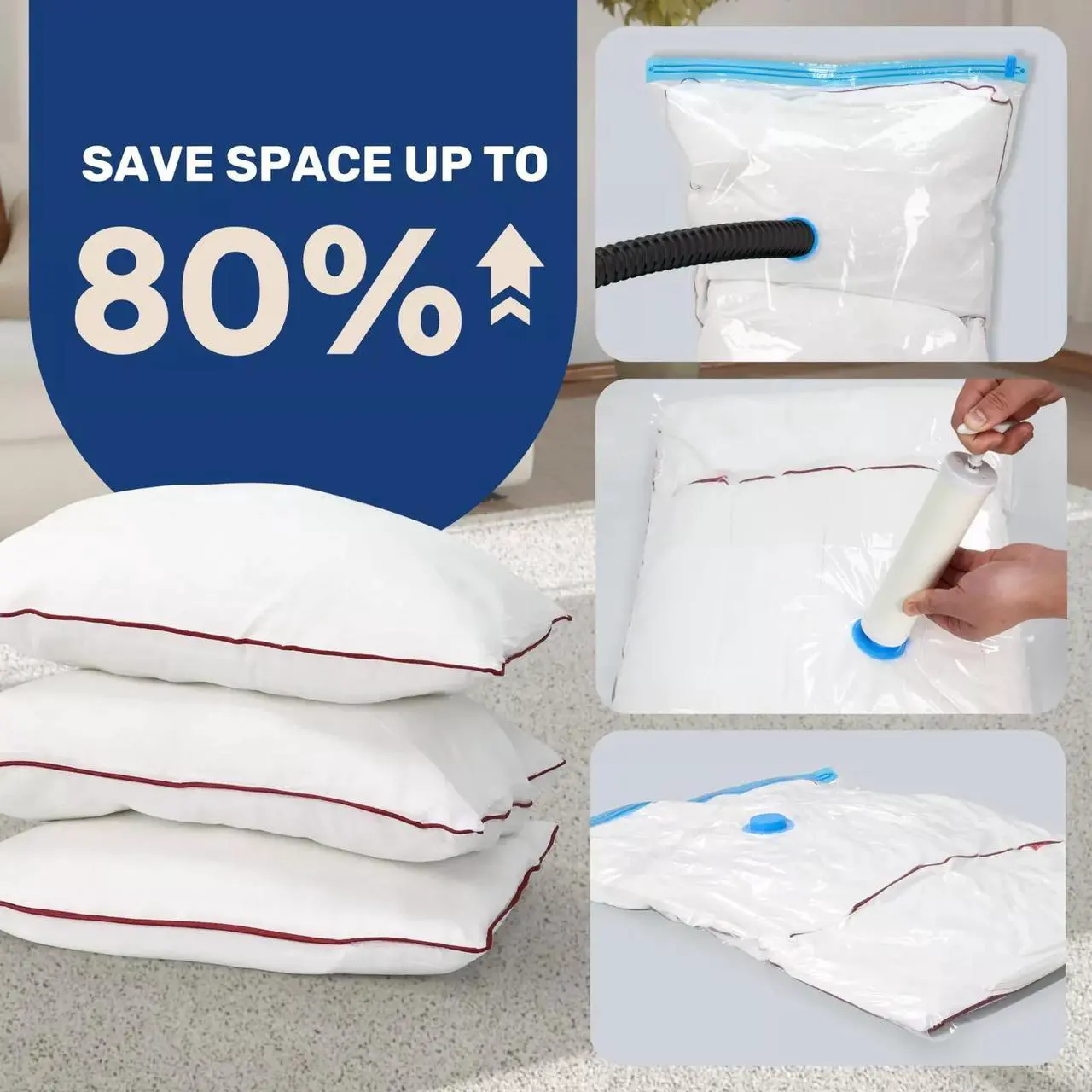 Alt view image 2 of 6 - Vacuum Storage Bags 25 Pack Space Saver Vacuum Seal Bags with Hand Pump