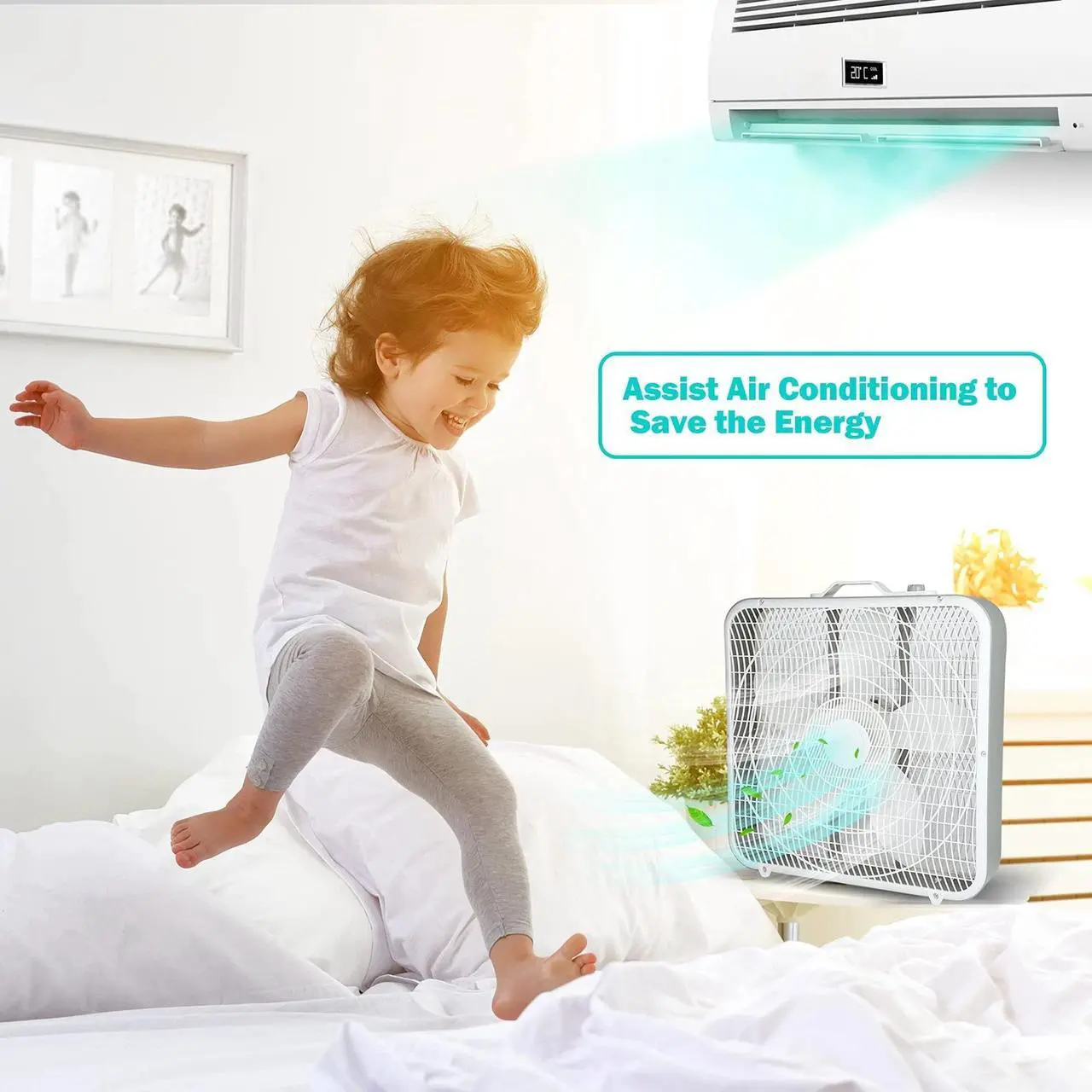 Alt view image 7 of 7 - 20 Box Fan 3-Speed Cooling Table Fan with Aerodynamic Shaped Fan Blades