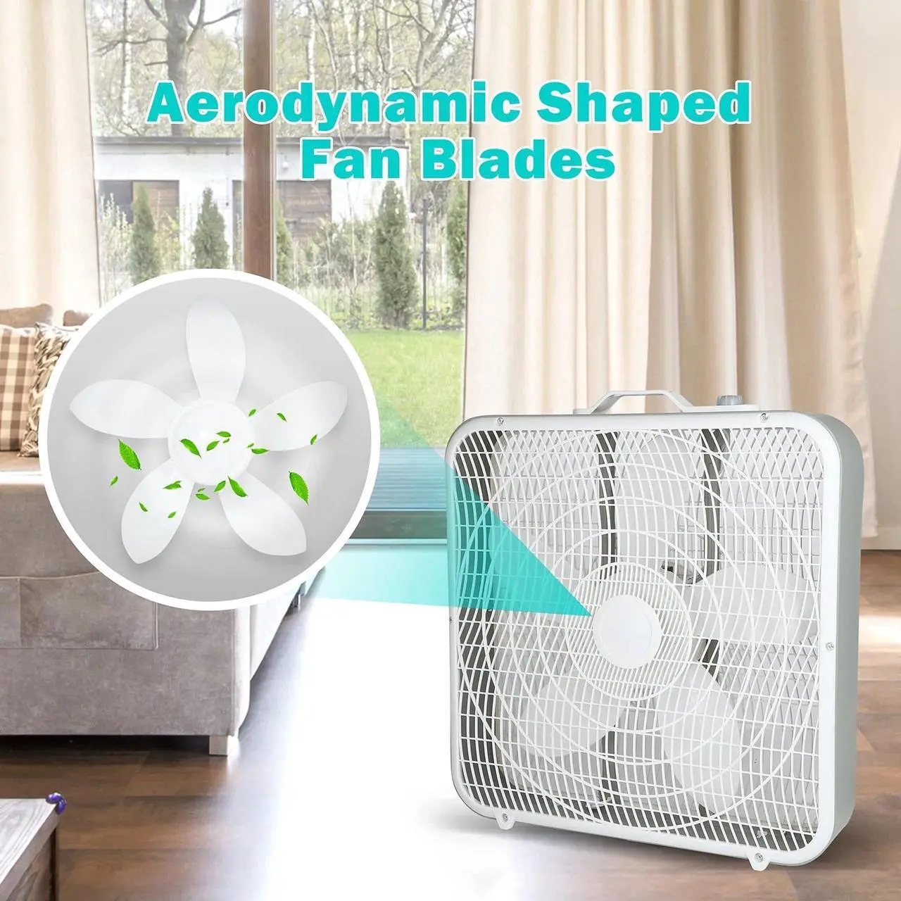 Alt view image 5 of 7 - 20 Box Fan 3-Speed Cooling Table Fan with Aerodynamic Shaped Fan Blades