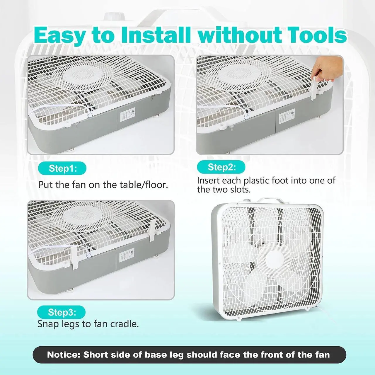 Alt view image 2 of 7 - 20 Box Fan 3-Speed Cooling Table Fan with Aerodynamic Shaped Fan Blades
