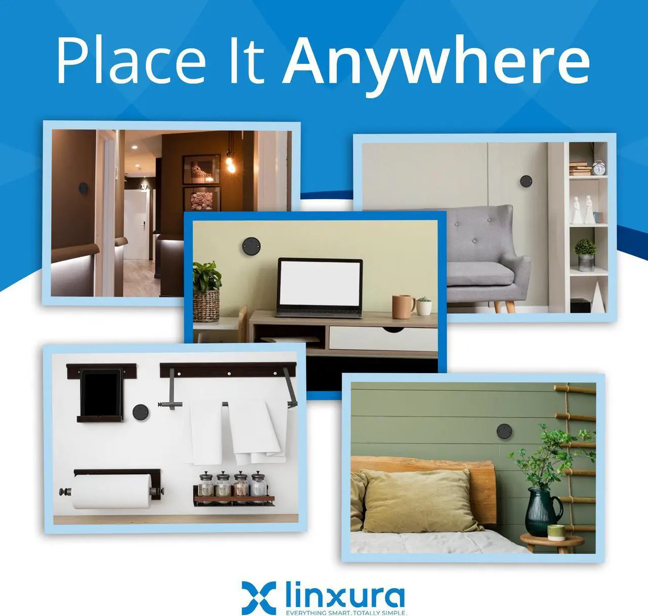 Alt view image 6 of 7 - Linxura Wall Mount - Magnetic Holder Smart Device Controller- Wall-Mounted Magnetic Dock with 3M Self-Adhesive Tape & Mounting Screws Included - Quick & Easy Installation - Midnight Oynx