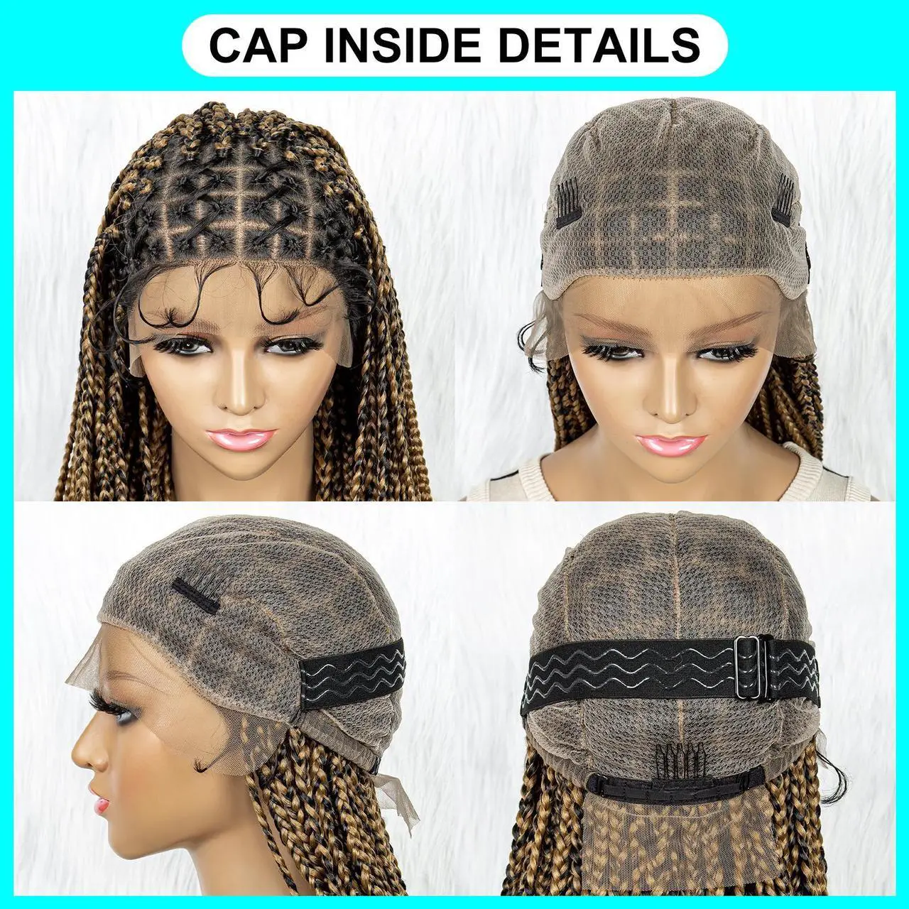 Alt view image 6 of 7 - 36 Full Lace Box Braid Lace Front Wig Super Long Criss Cross Knotless Braids Wig Ombre Synthetic Braided Wigs for  Women Gradient light brown