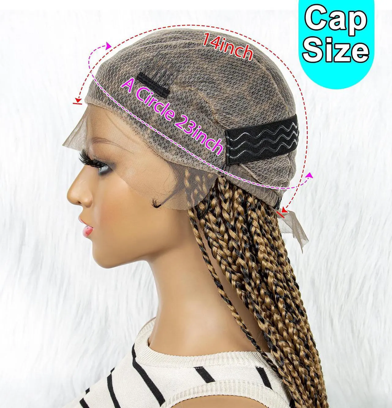 Alt view image 7 of 7 - 36 Full Lace Box Braid Lace Front Wig Super Long Criss Cross Knotless Braids Wig Ombre Synthetic Braided Wigs for  Women Gradient light brown