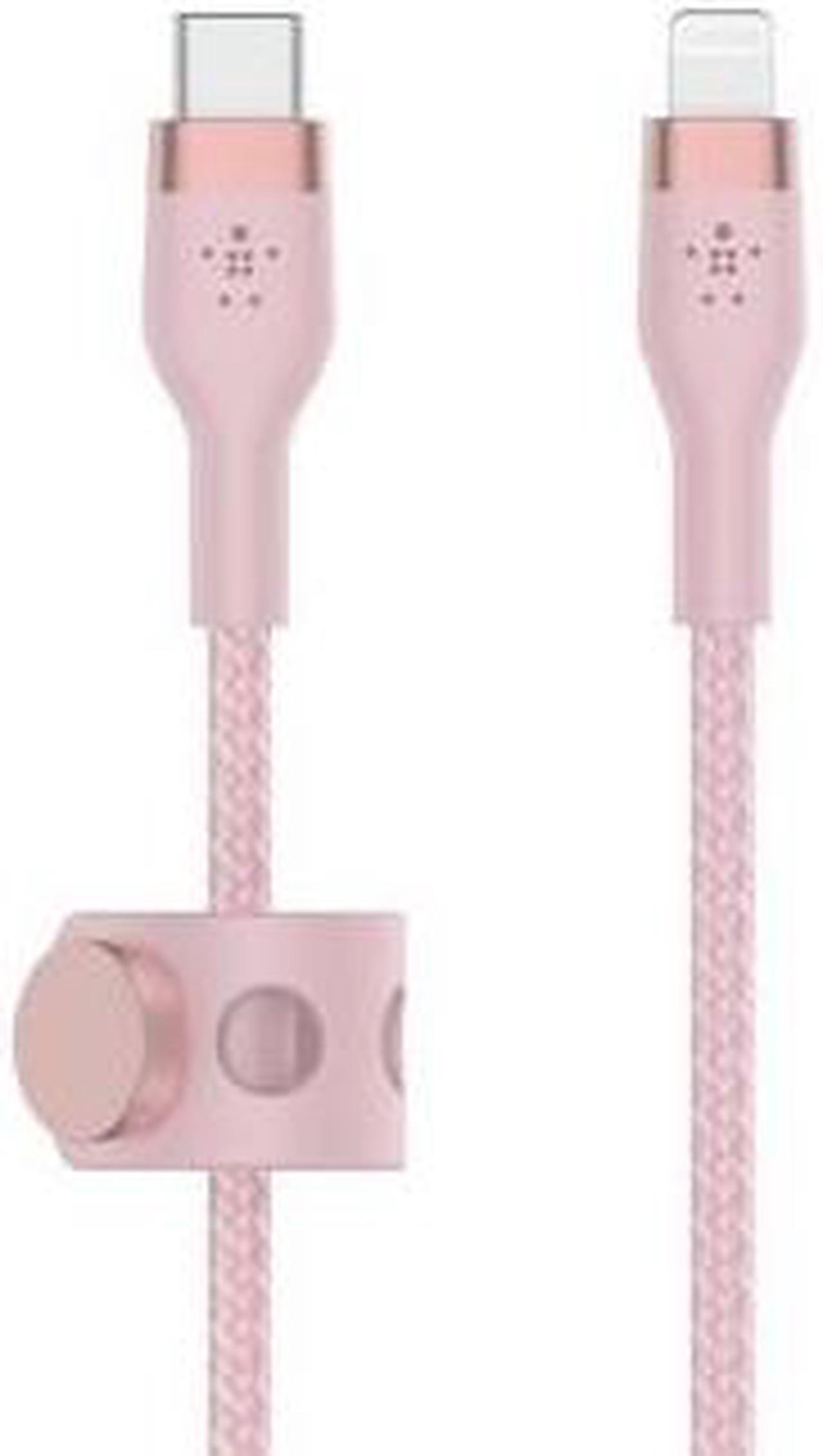 Main image of Belkin 6.6' BoostCharge Pro Flex USB-C Lightning Connector Cable + Strap - Pink Chic