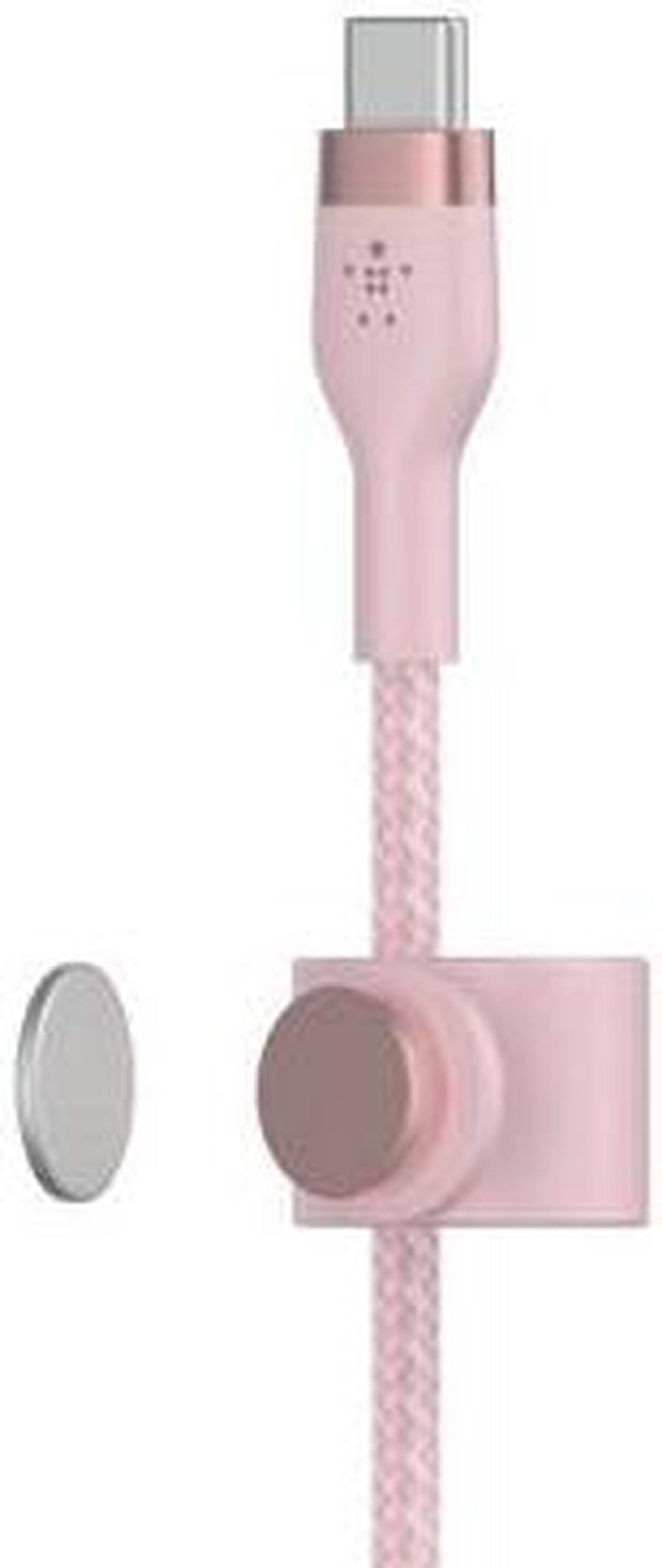Alt view image 2 of 4 - Belkin 6.6' BoostCharge Pro Flex USB-C Lightning Connector Cable + Strap - Pink Chic