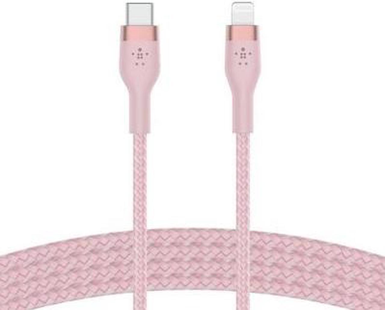 Alt view image 3 of 4 - Belkin 6.6' BoostCharge Pro Flex USB-C Lightning Connector Cable + Strap - Pink Chic