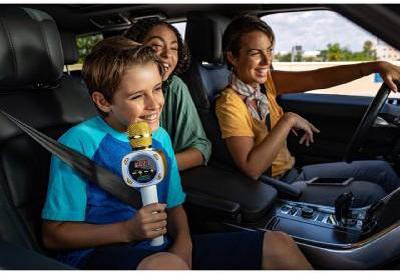 Alt view image 9 of 16 - singing machine official carpool karaoke, the mic, bluetooth microphone for cars, white cpk545