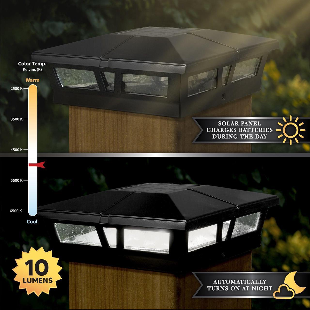 Alt view image 3 of 7 - Classy Caps 6X6 Black Aluminum Cambridge Solar Post Cap - 2 Pack