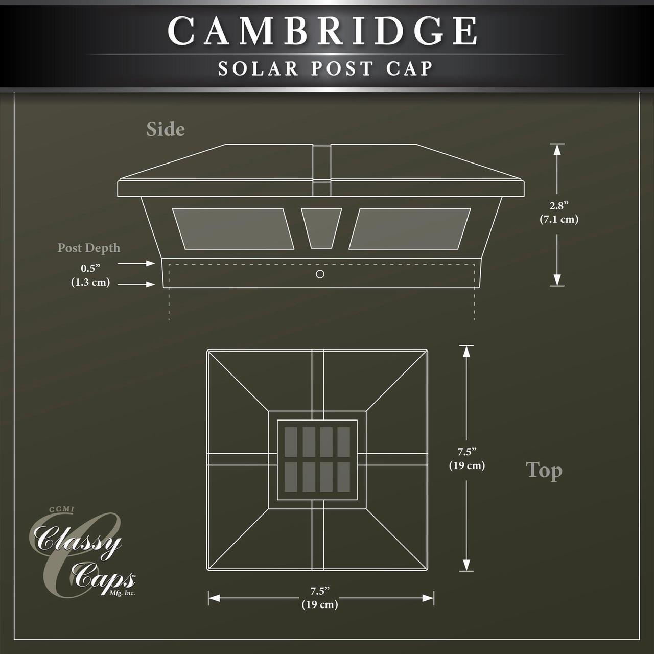 Alt view image 5 of 7 - Classy Caps 6X6 Black Aluminum Cambridge Solar Post Cap - 2 Pack