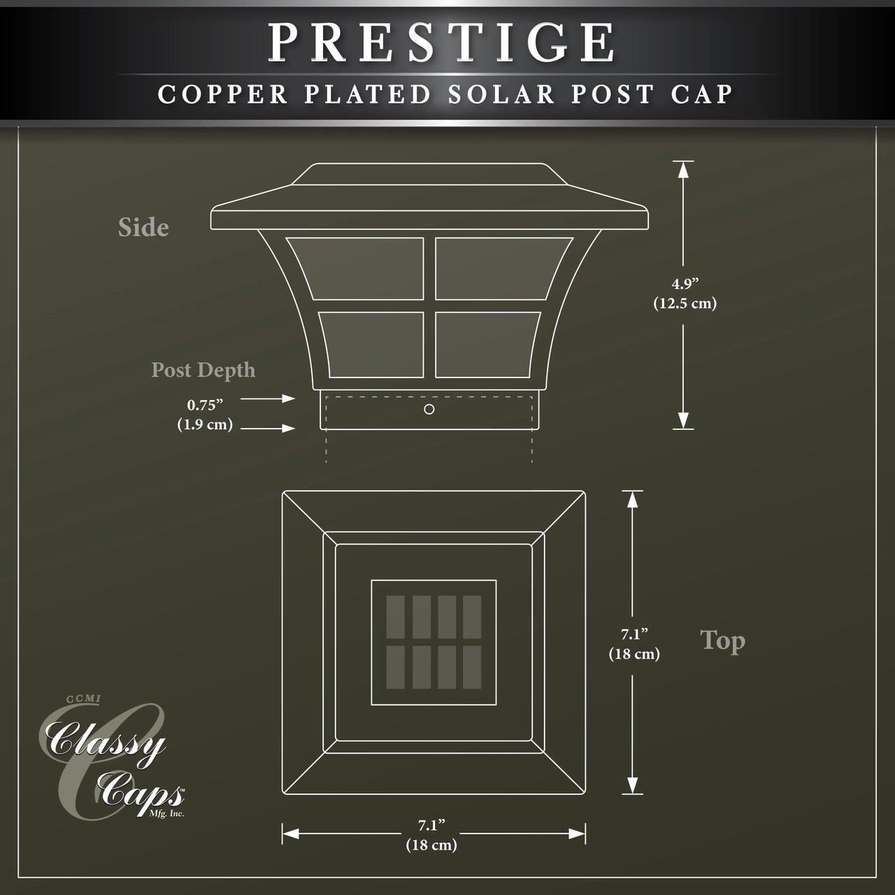 Alt view image 5 of 7 - Classy Caps 4X4 Copper Plated Prestige Solar Post Cap