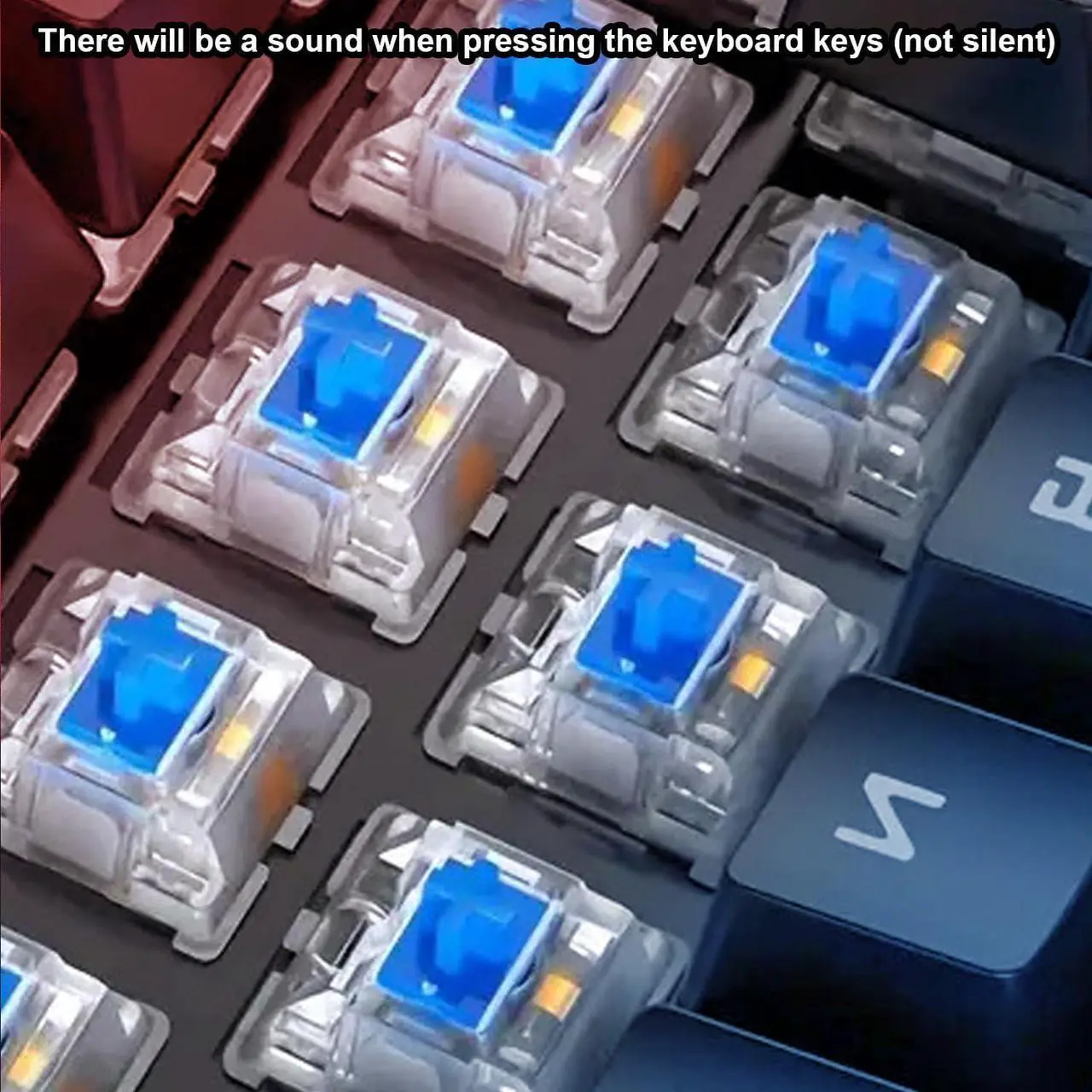 Alt view image 4 of 7 - GPERHUAN Typewriter Mechanical Keyboard, Rainbow LED Backlit, Vintage Retro Style, Blue Switches, 104 Keys for PC, Mac, Black