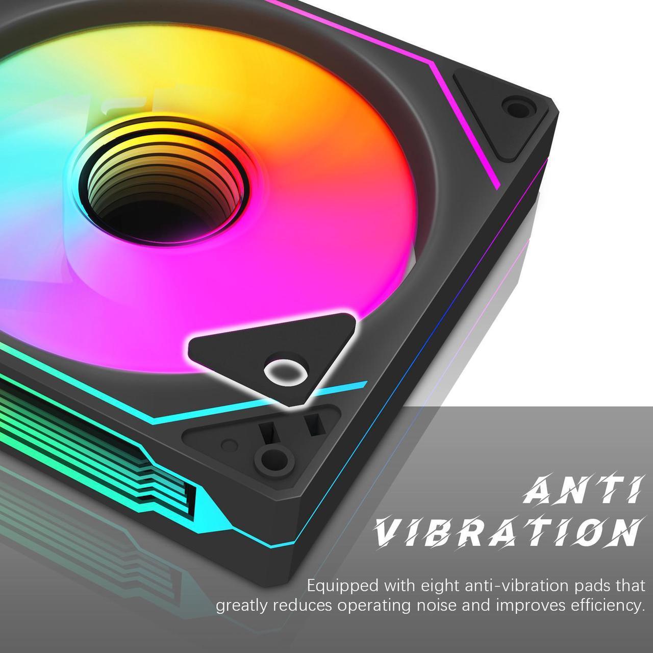 Alt view image 2 of 7 - RGB Fans:6 pack 120mm PWM ARGB Case Fan with Fan Hub and Remote,Speed Control,PWM Control Fan for Computer Case and Liquid Cooling System