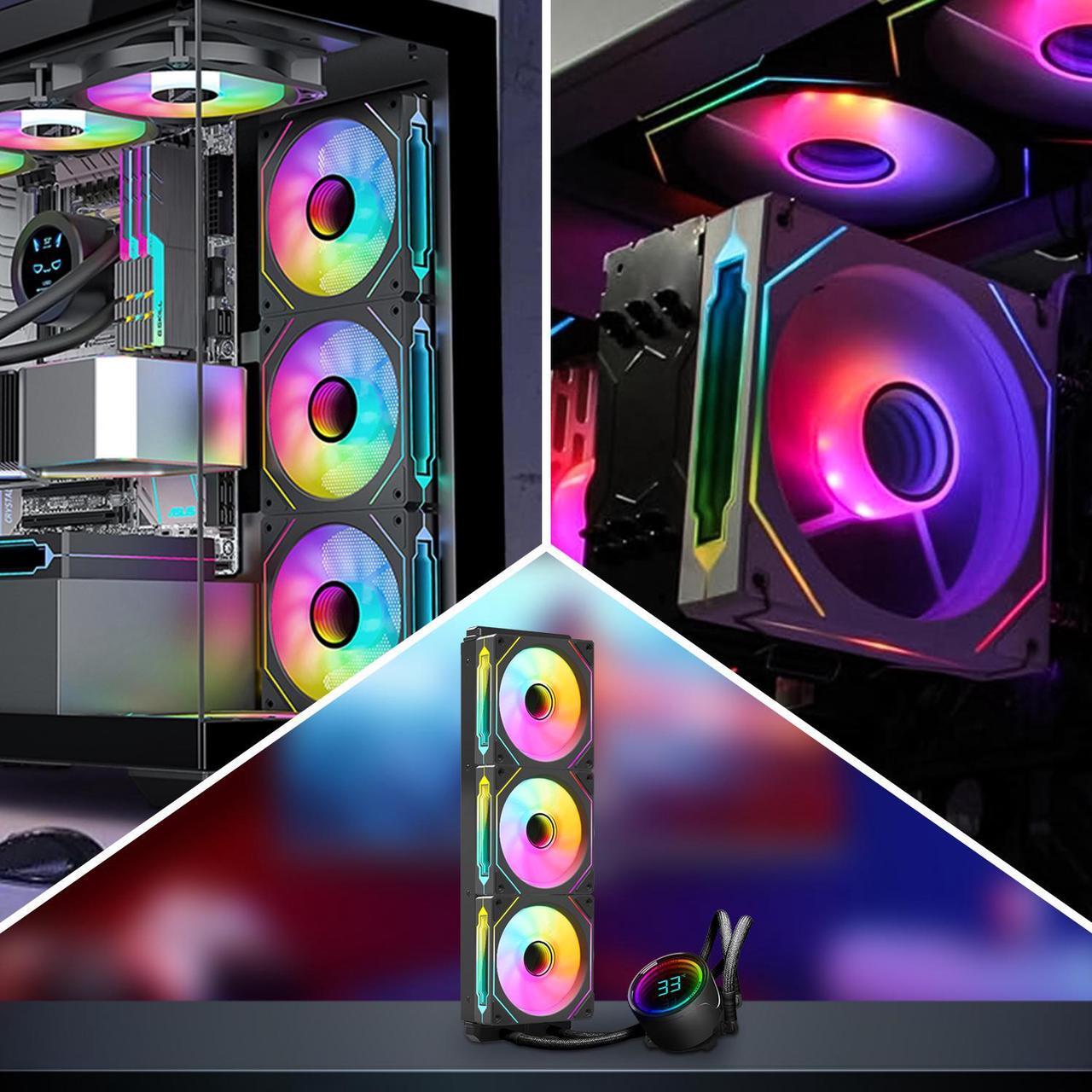 Alt view image 7 of 7 - RGB Fans:6 pack 120mm PWM ARGB Case Fan with Fan Hub and Remote,Speed Control,PWM Control Fan for Computer Case and Liquid Cooling System