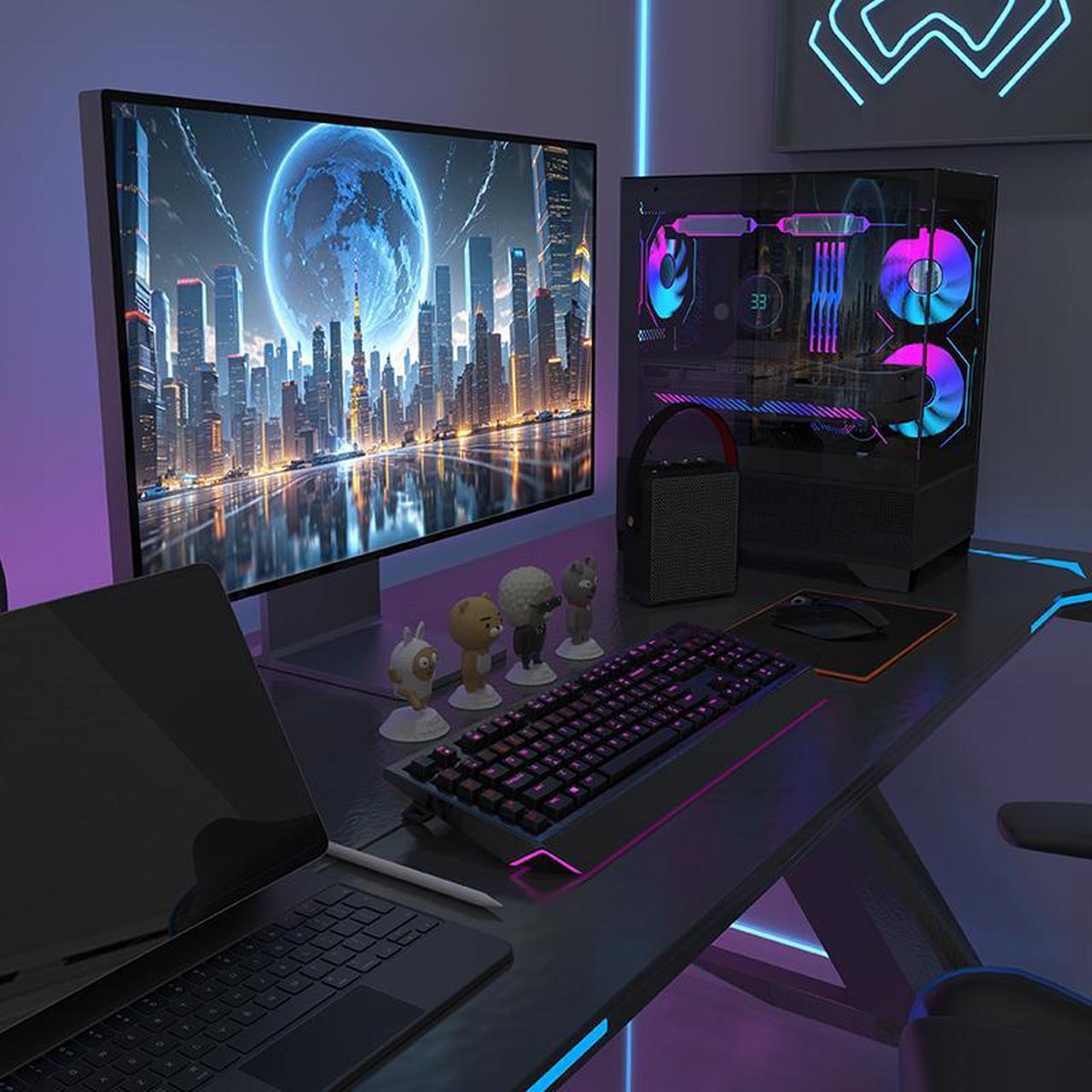 Alt view image 2 of 7 - MATX-SLIM/ITX Gaming PC Cases with 3x120MM ARGB fans Preinstalled,itx case, 270° Full View Tempered Glass Mid Tower,Mid-Tower USB 3.0 with Double Tempered Glass Full View Computer Cases