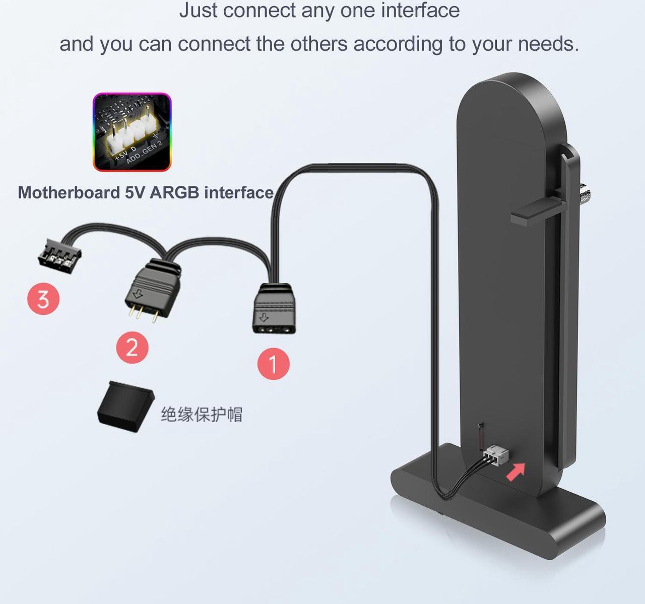 Alt view image 6 of 7 - ARGB GPU Support Bracket, Universal GPU Bracket with Temperature Display, Graphics Video Card Brace with Height Adjustable