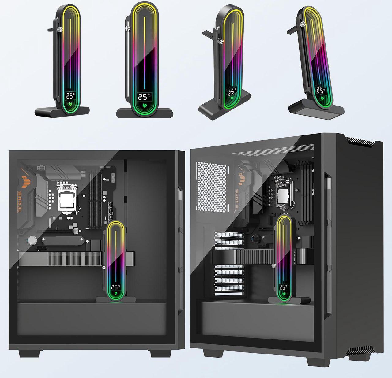 Alt view image 7 of 7 - ARGB GPU Support Bracket, Universal GPU Bracket with Temperature Display, Graphics Video Card Brace with Height Adjustable