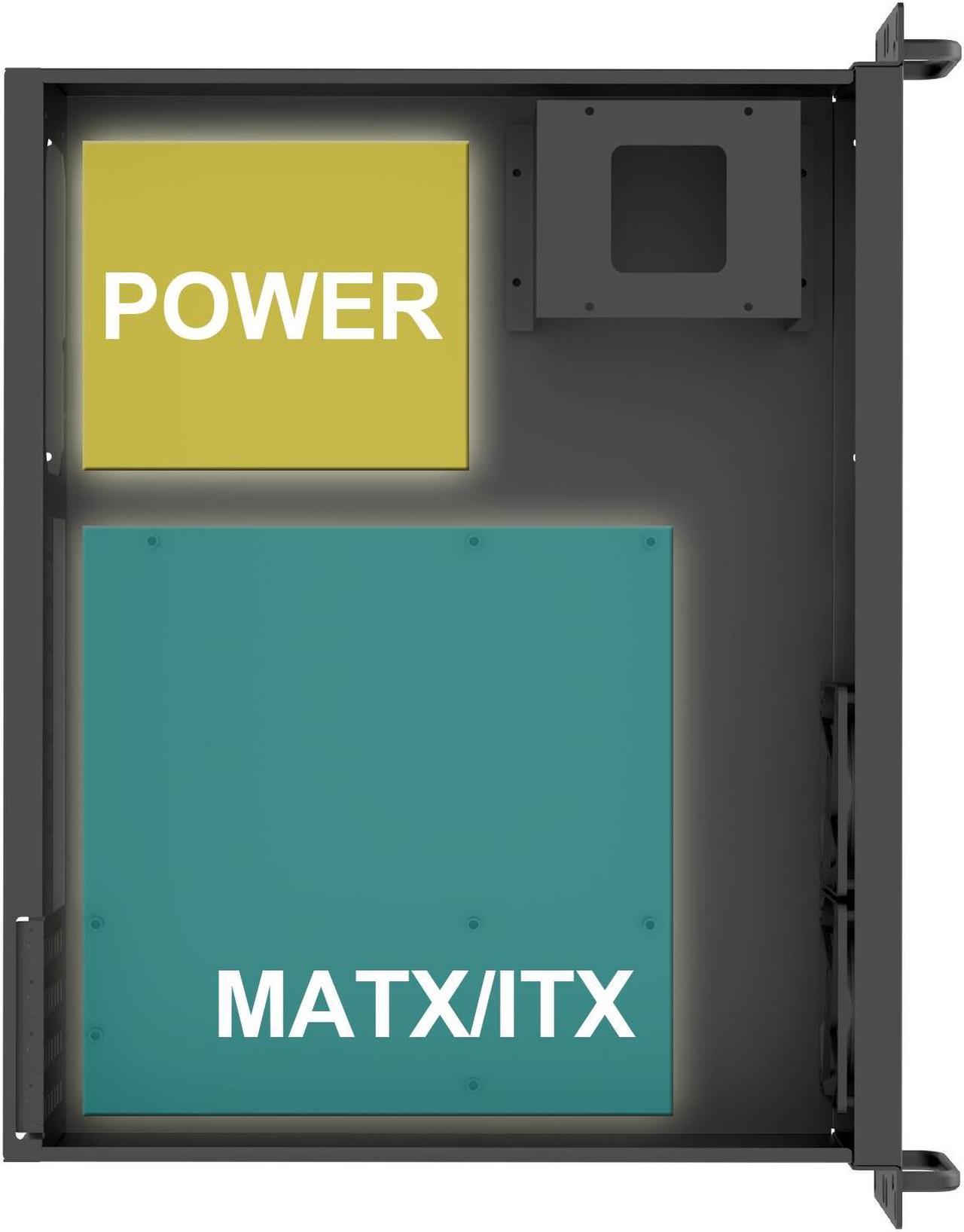 Alt view image 2 of 7 - 2U Micro ATX Compact Rackmount 3 x 3.5-inch HDD and 1 x 2.5-inch SSD Chassis Support ATX PS2 PSU, USB2.0 x 2