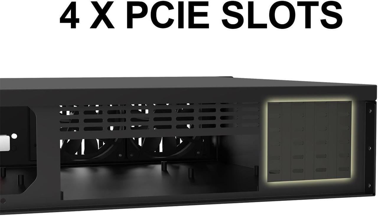 Alt view image 4 of 7 - 2U Micro ATX Compact Rackmount 3 x 3.5-inch HDD and 1 x 2.5-inch SSD Chassis Support ATX PS2 PSU, USB2.0 x 2